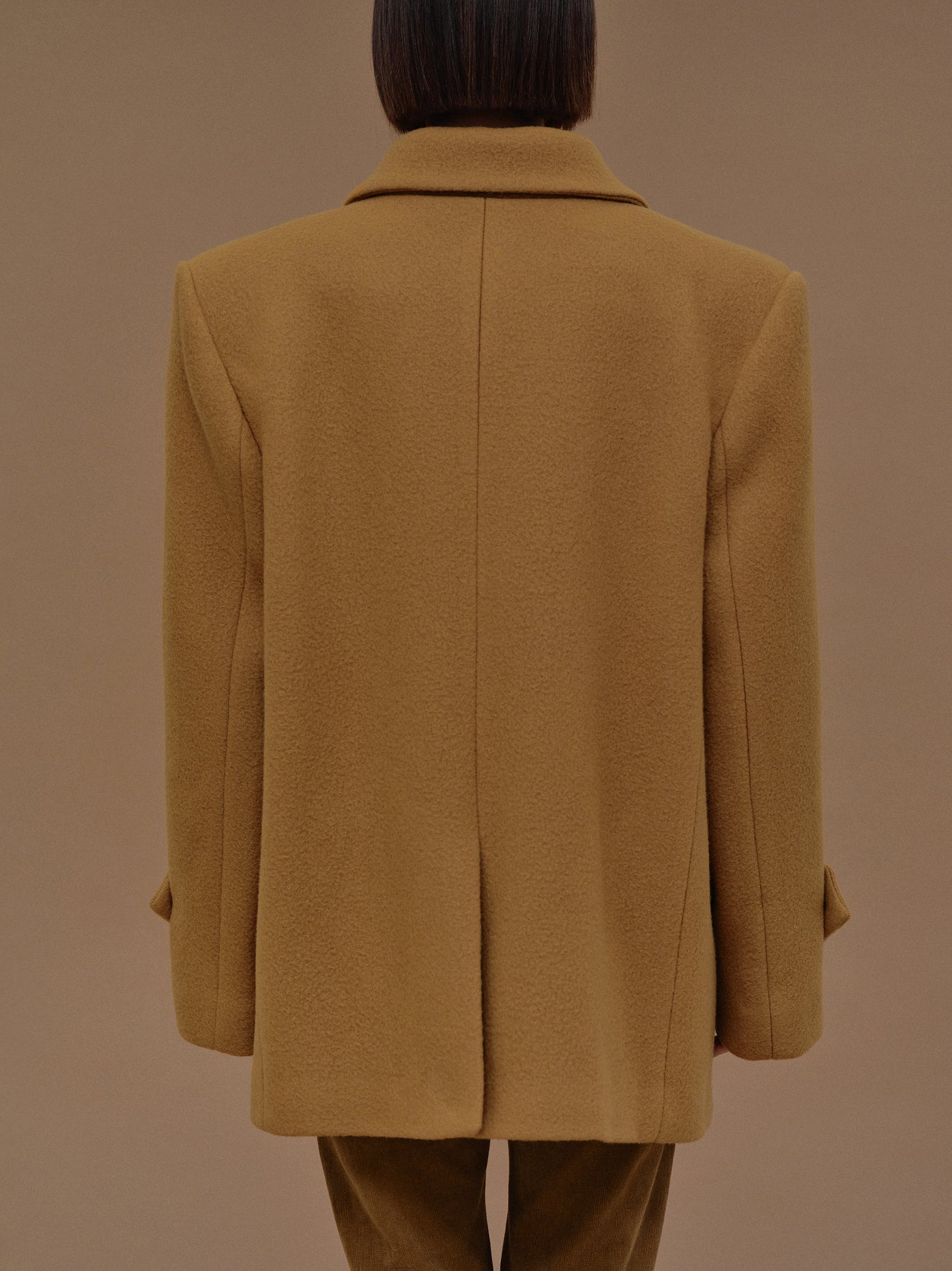 Gaia Oversized Melton Peacoat, Camel