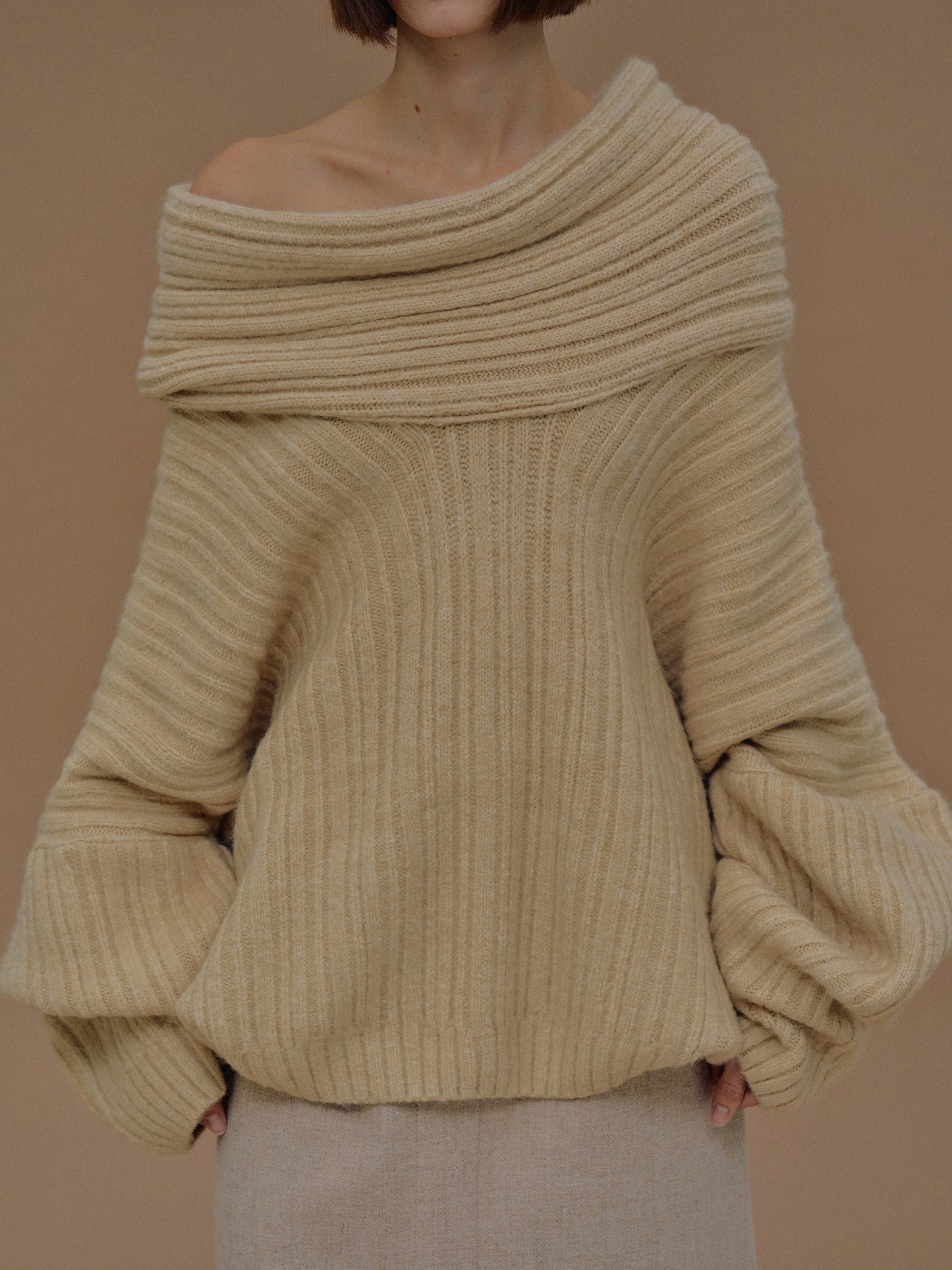(Pre-order) Becca Oversized High Roll Knit Pullover, Butter