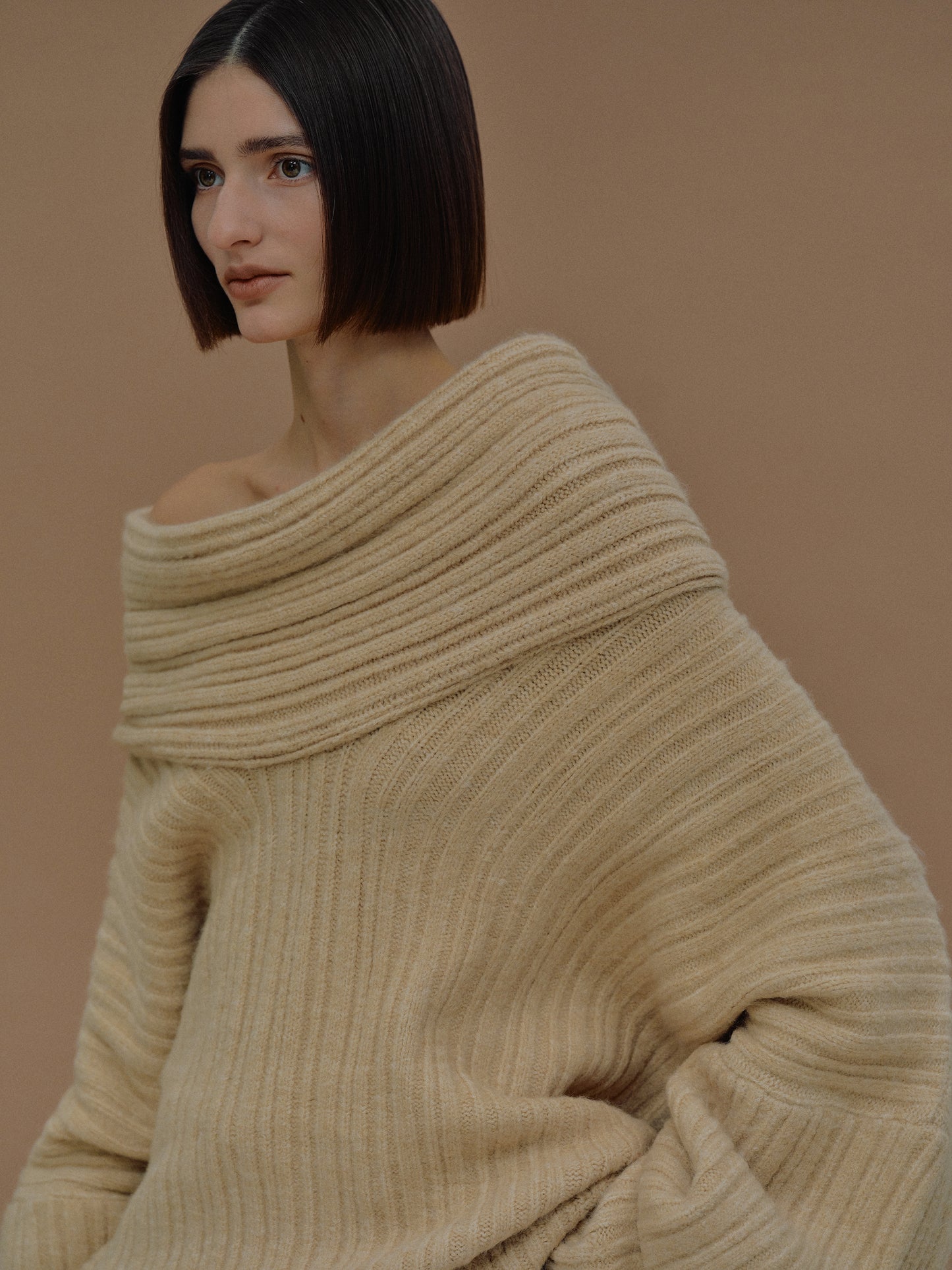 (Pre-order) Becca Oversized High Roll Knit Pullover, Butter