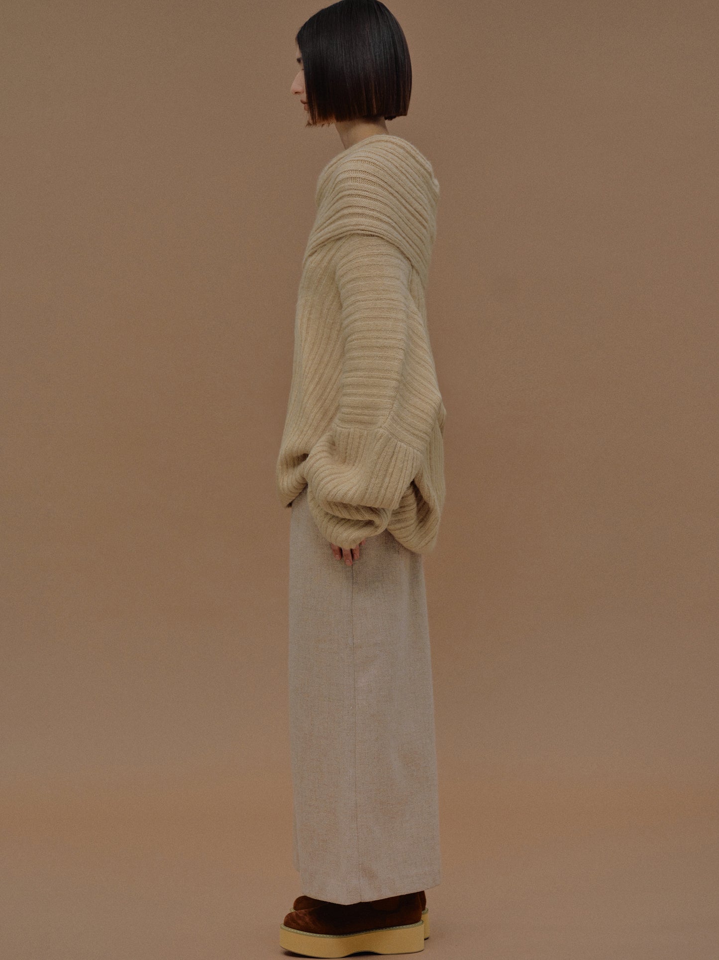 (Pre-order) Becca Oversized High Roll Knit Pullover, Butter