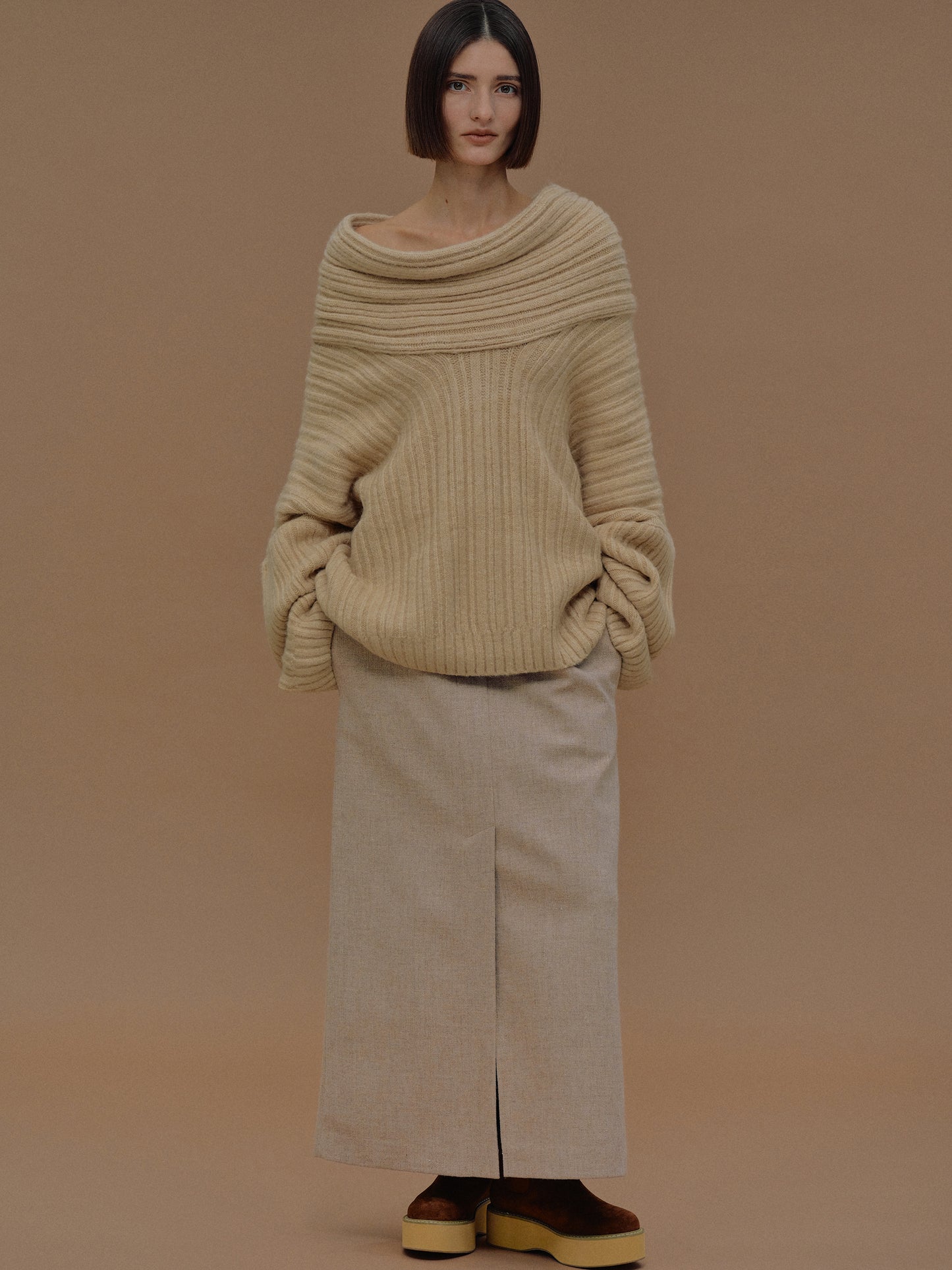 (Pre-order) Becca Oversized High Roll Knit Pullover, Butter