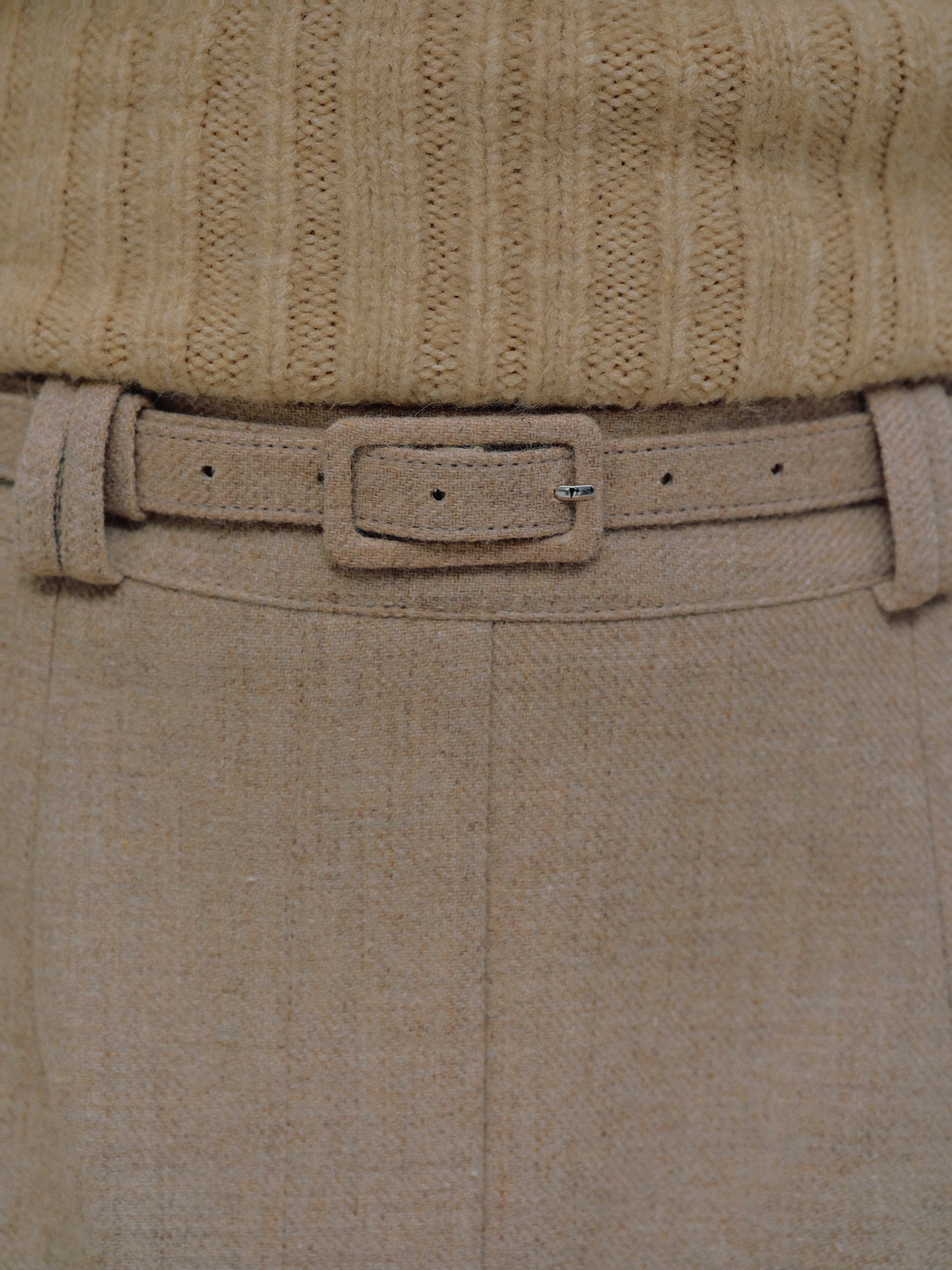 Belted Wool Midi Skirt, Plywood