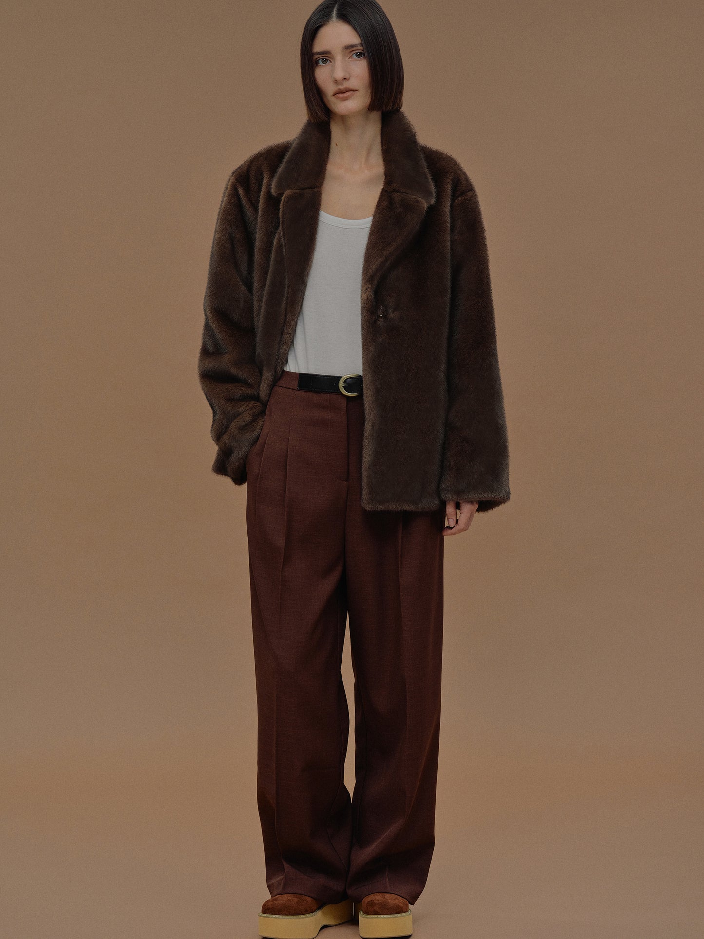 Relaxed Belted Trousers, Umber