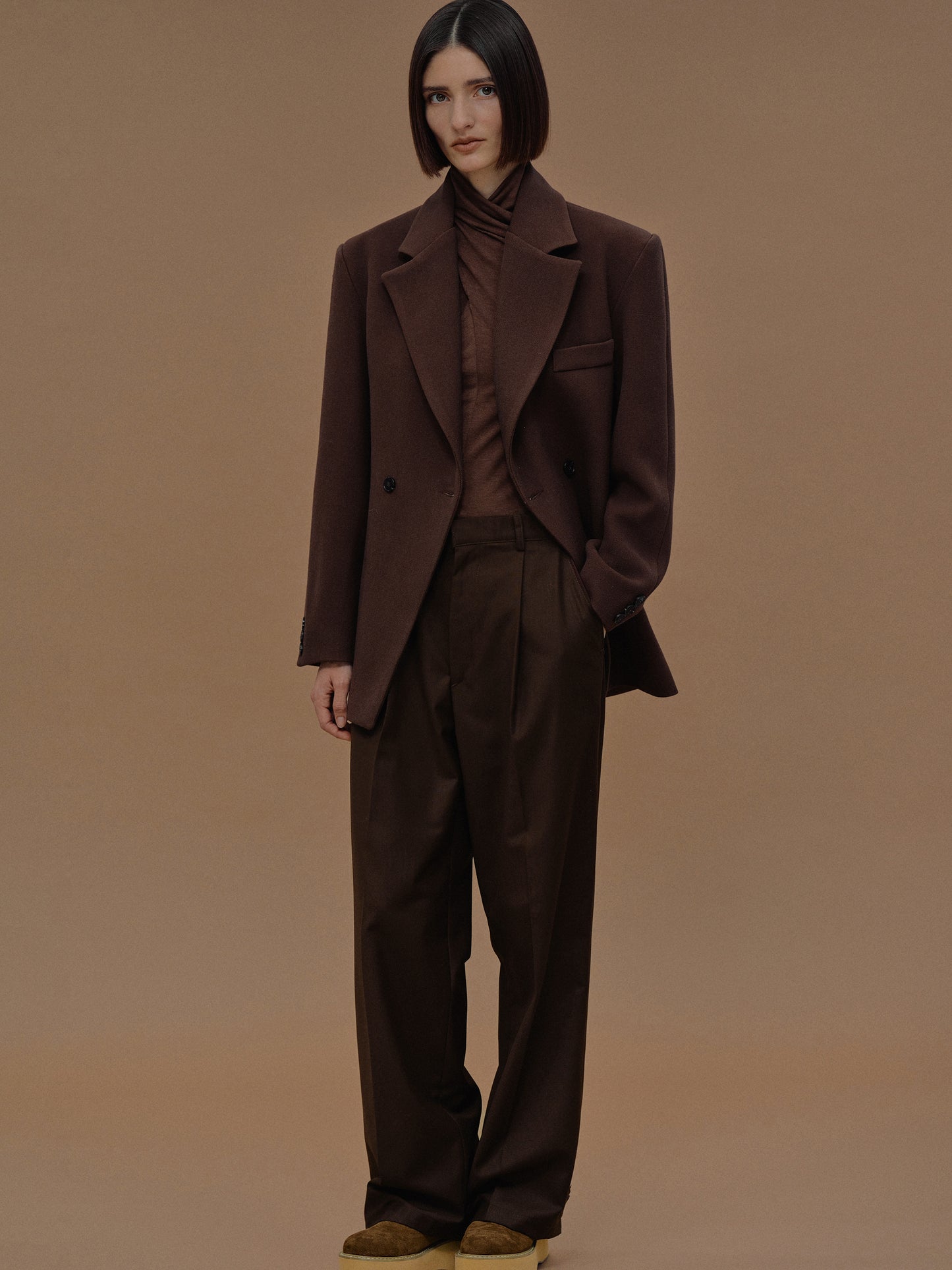 (Pre-order) Nangy Double Breasted Cinched Blazer, Pecan
