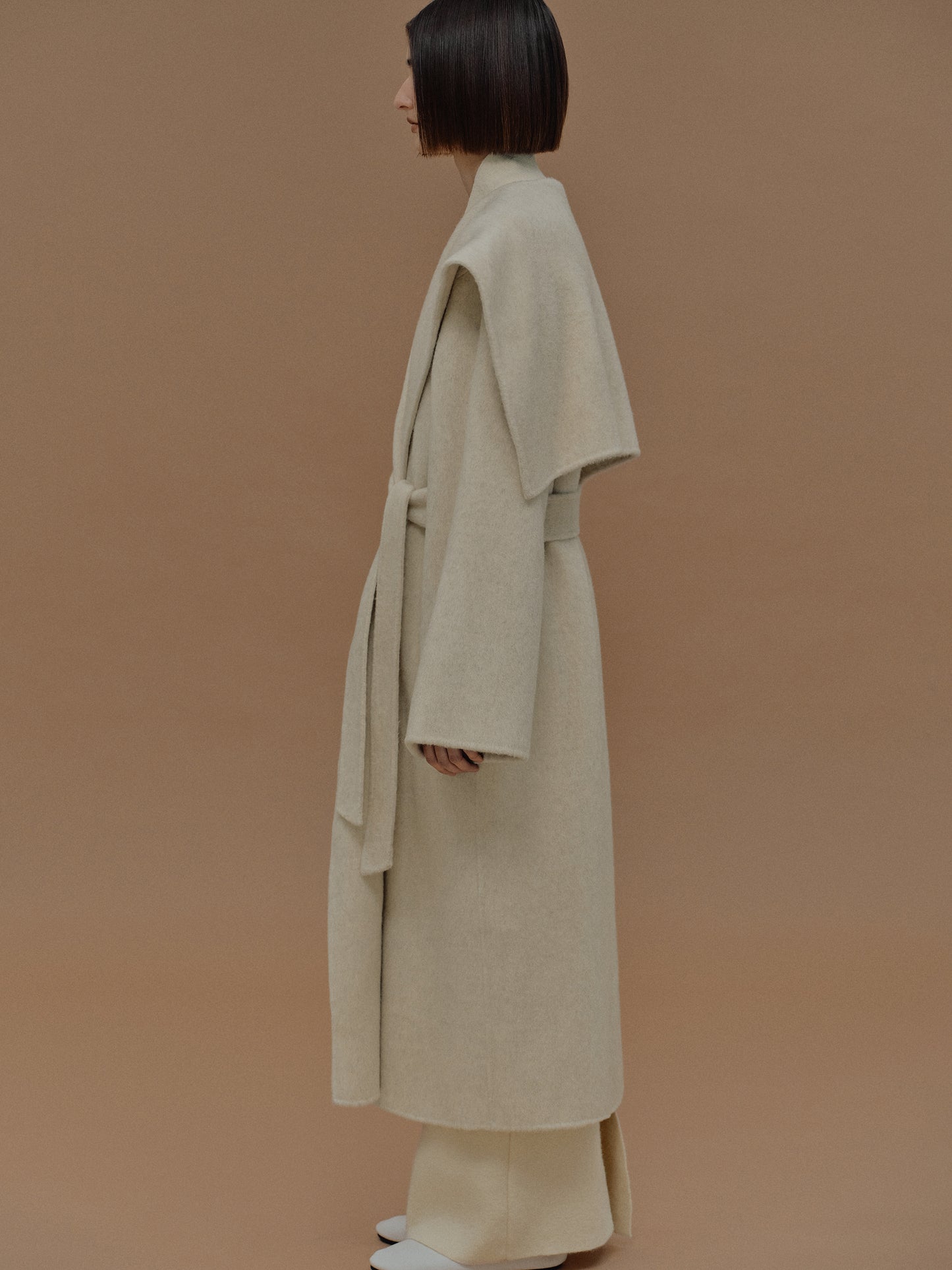 Double Face Wool Coat, Cloud Cream