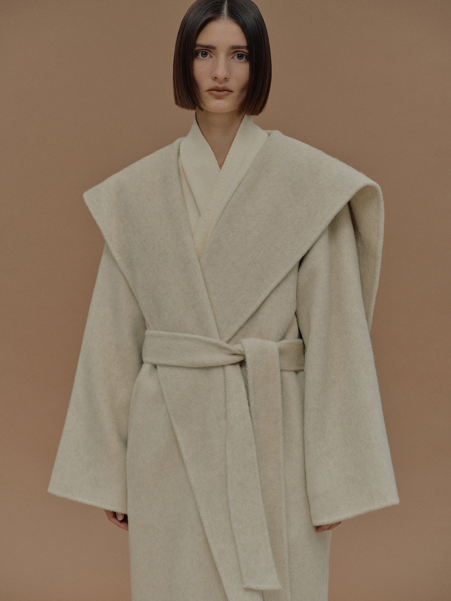 Double Face Wool Coat, Cloud Cream