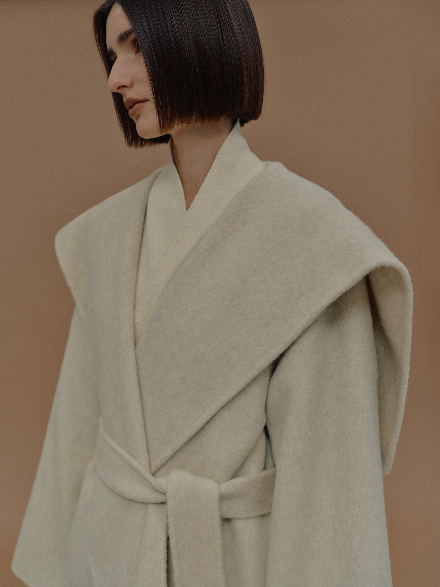 Double Face Wool Coat, Cloud Cream