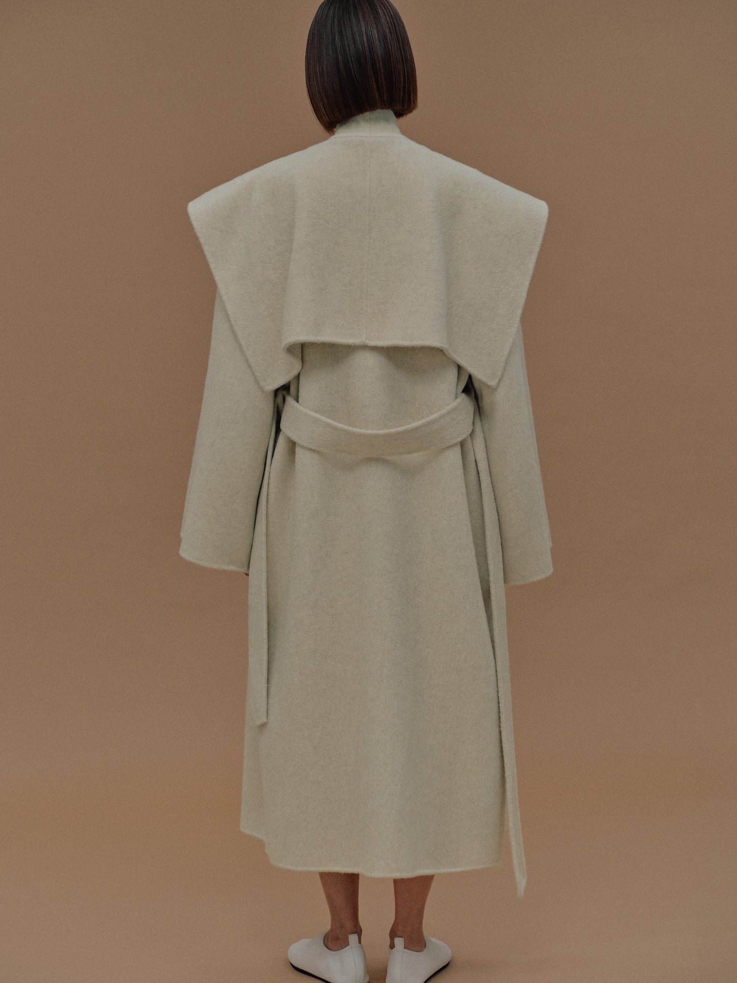 Double Face Wool Coat, Cloud Cream
