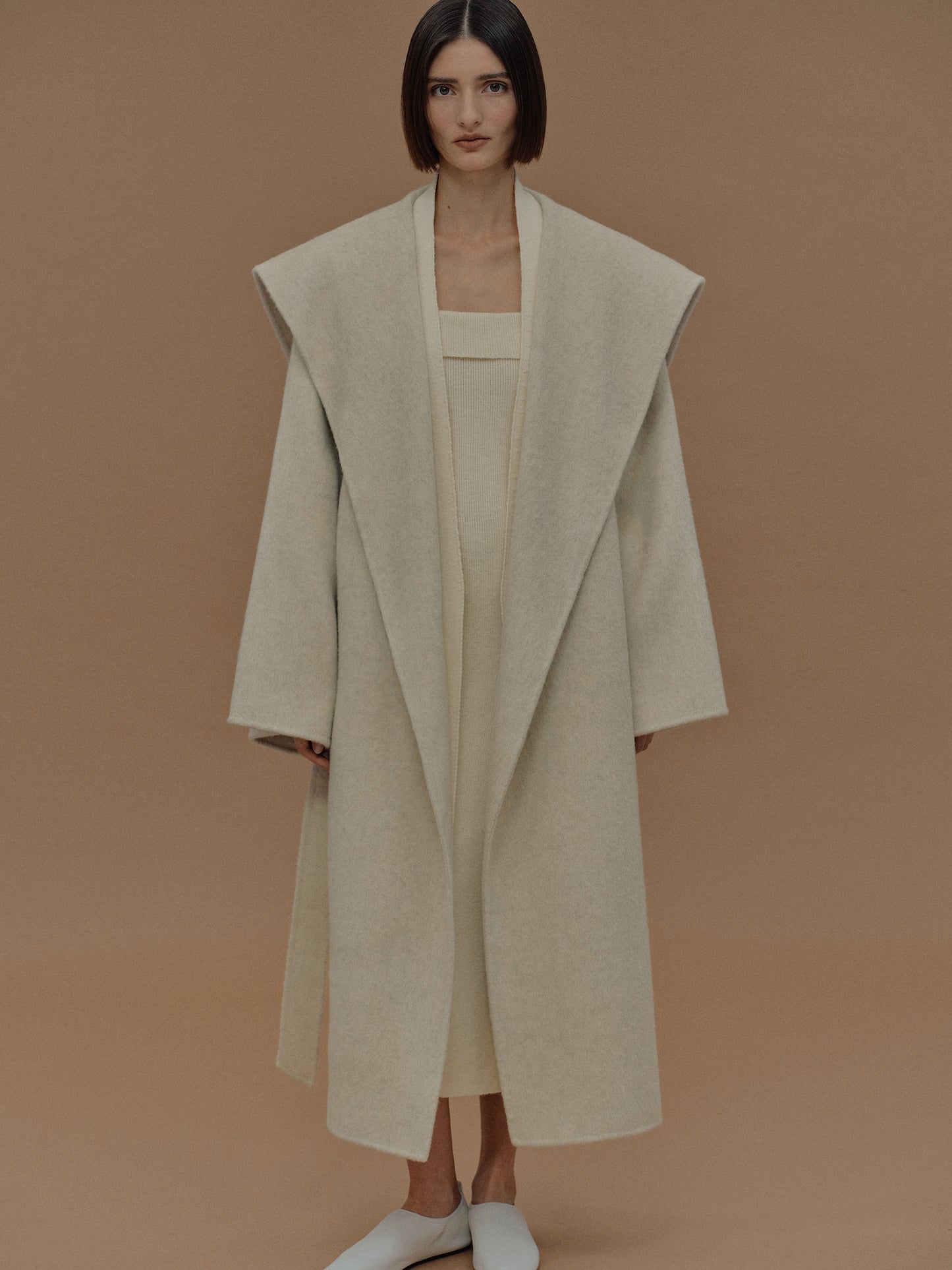 Double Face Wool Coat, Cloud Cream