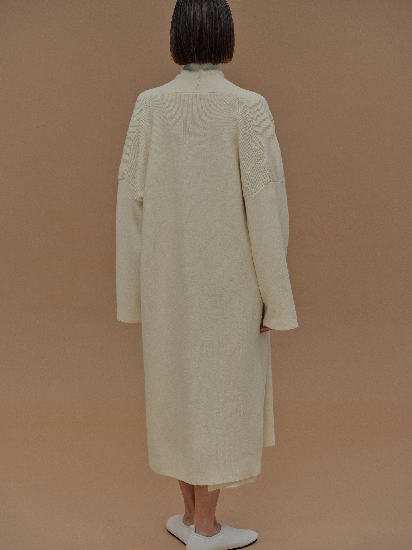 (Pre-order) Long Cardigan & Knit Dress Set, Tofu