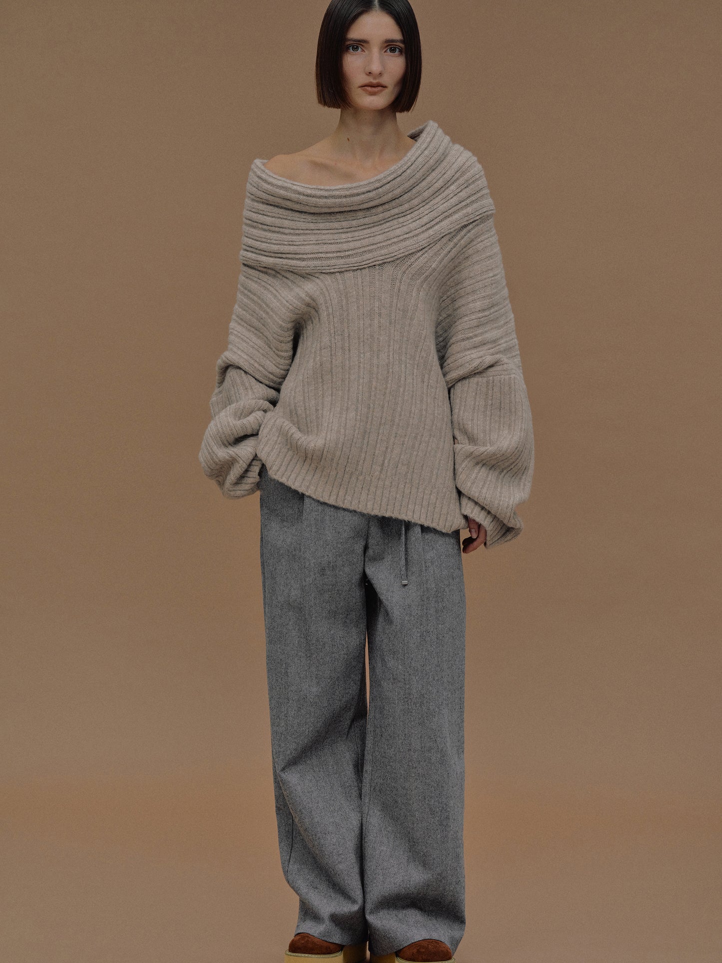 (Pre-order) Becca Oversized High Roll Knit Pullover, Coconut
