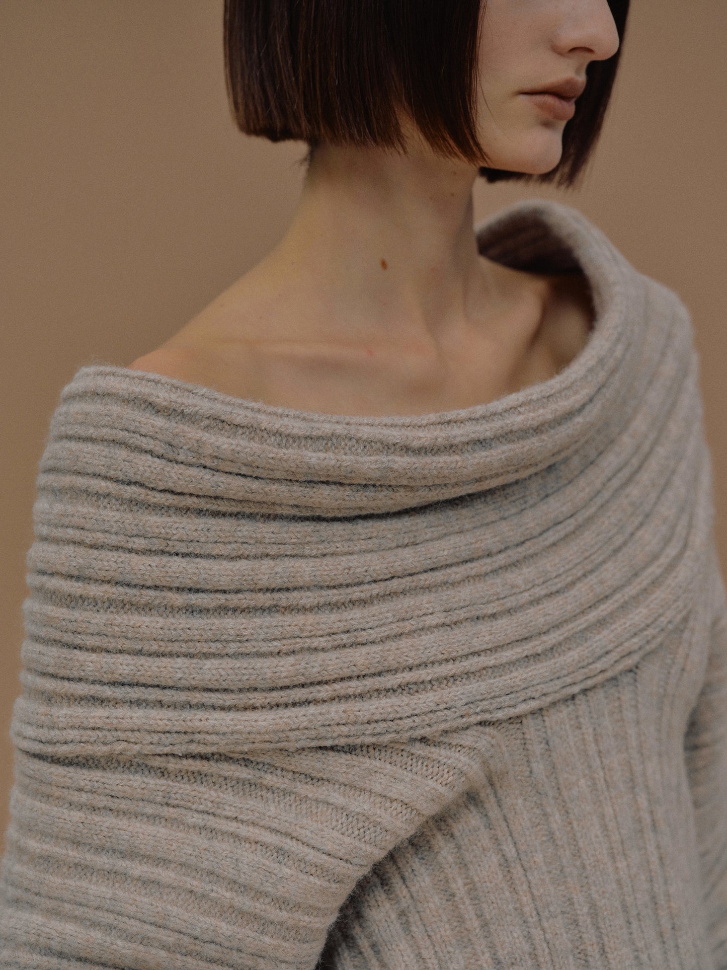 (Pre-order) Becca Oversized High Roll Knit Pullover, Coconut
