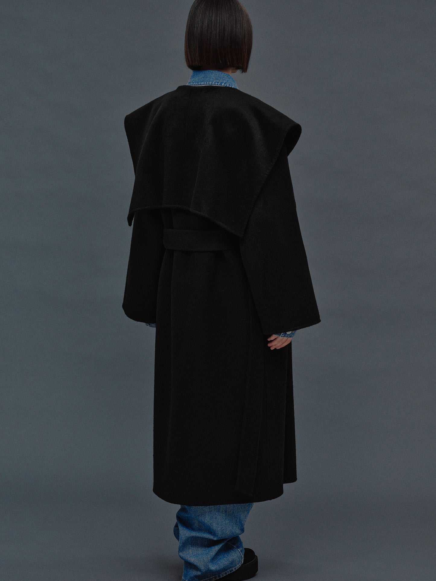 (Pre-order) Double Face Wool Coat, Black