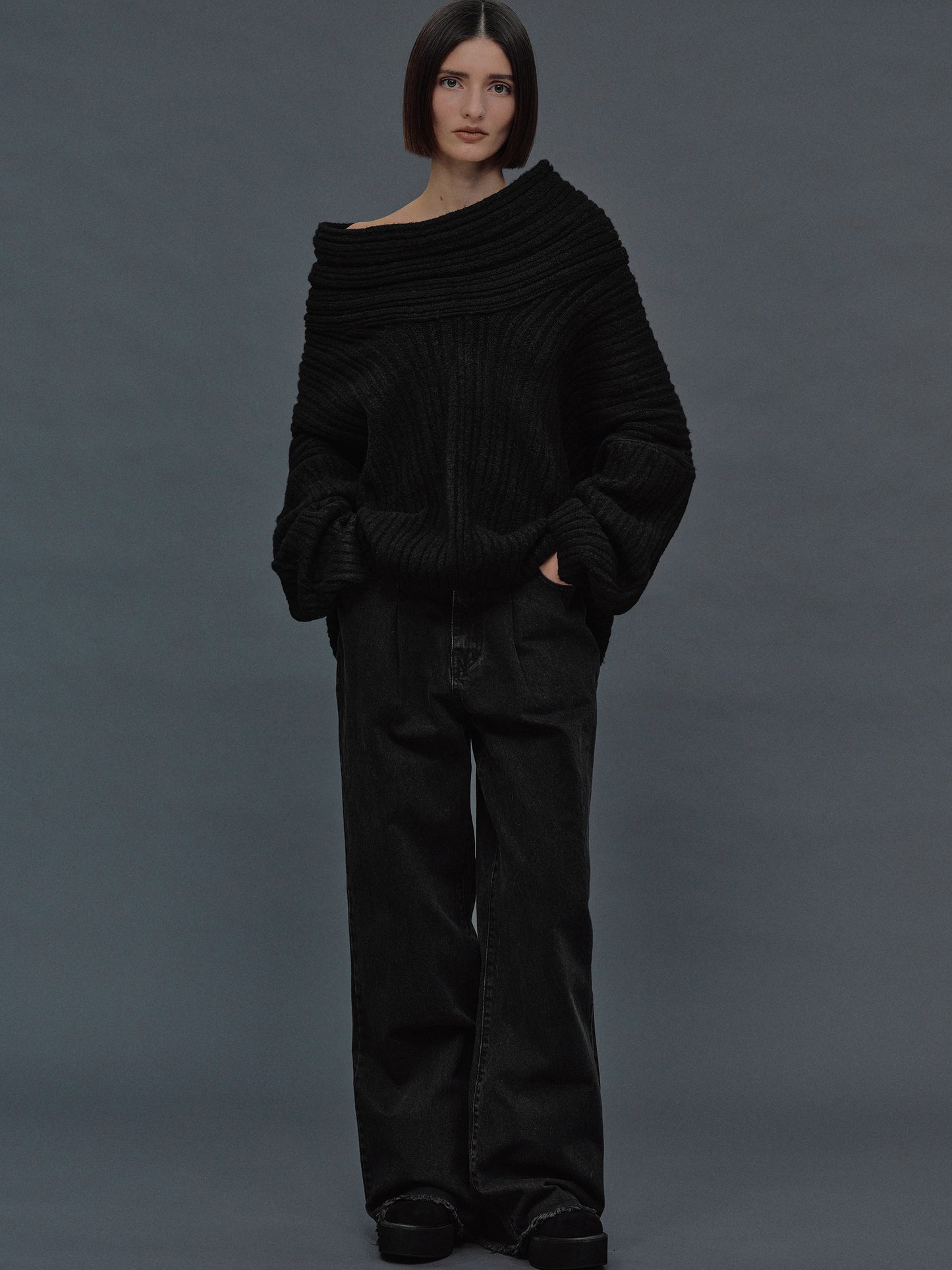 Tuck Jeans, Washed Black