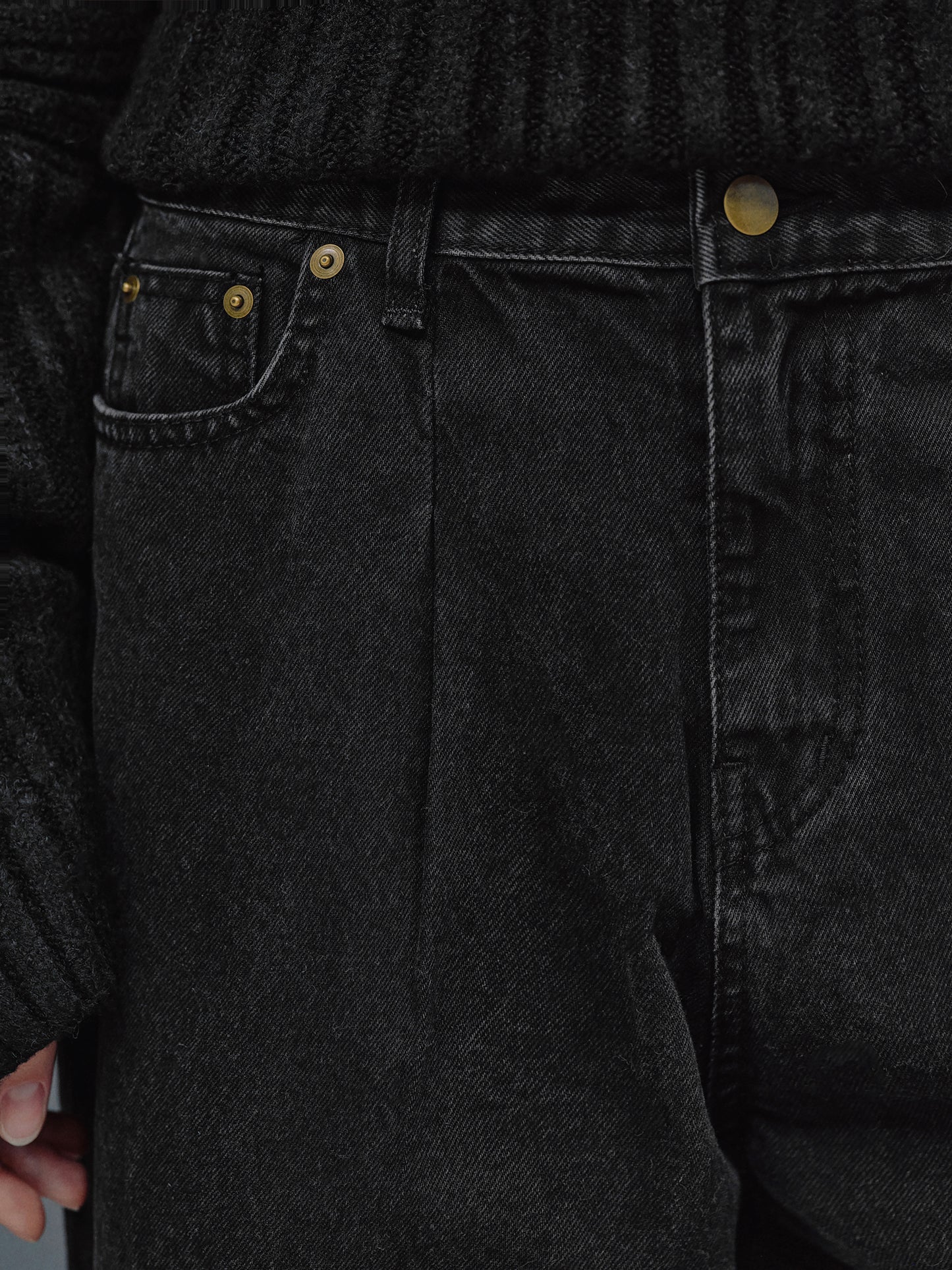 Tuck Jeans, Washed Black