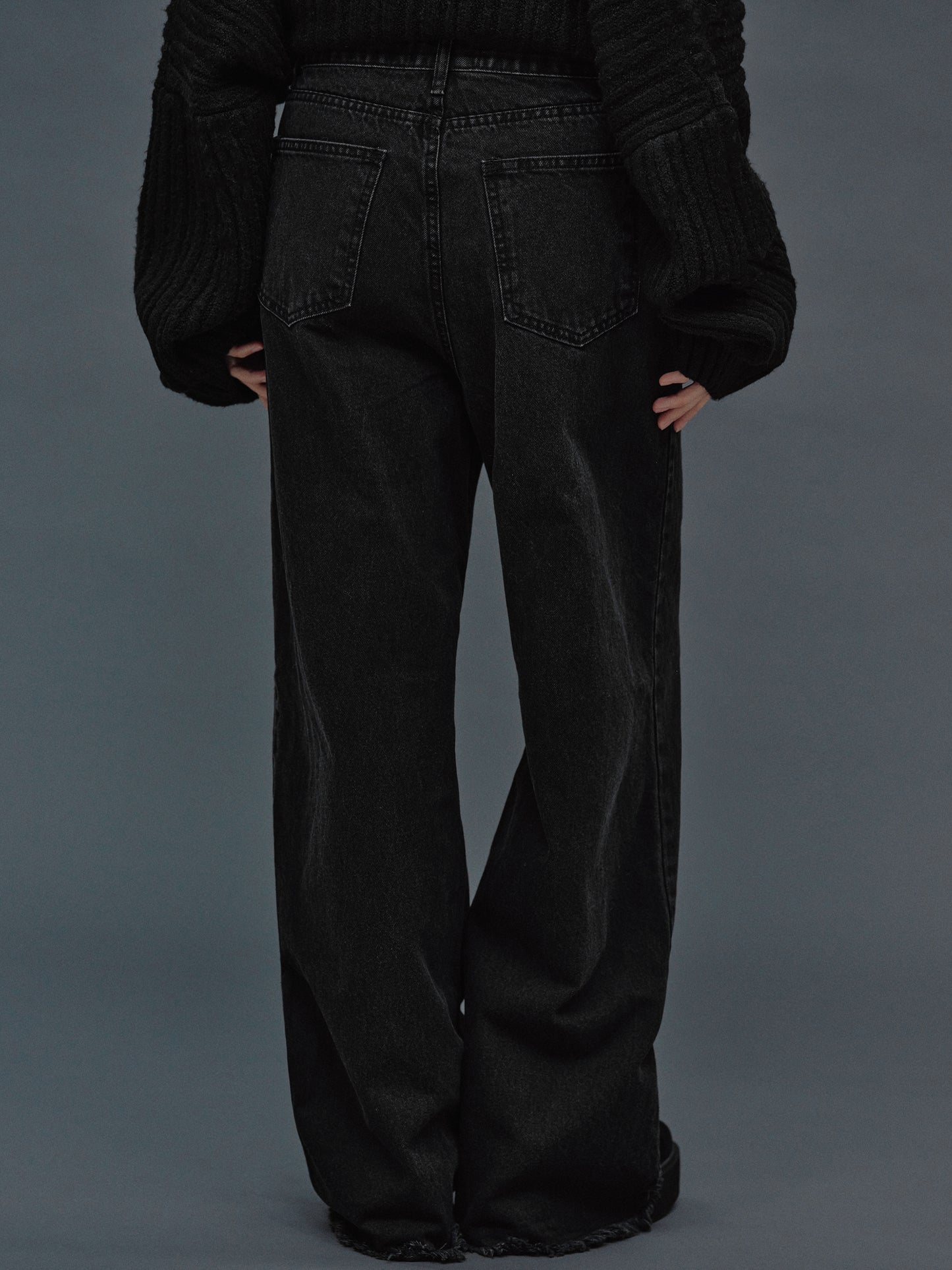 Tuck Jeans, Washed Black