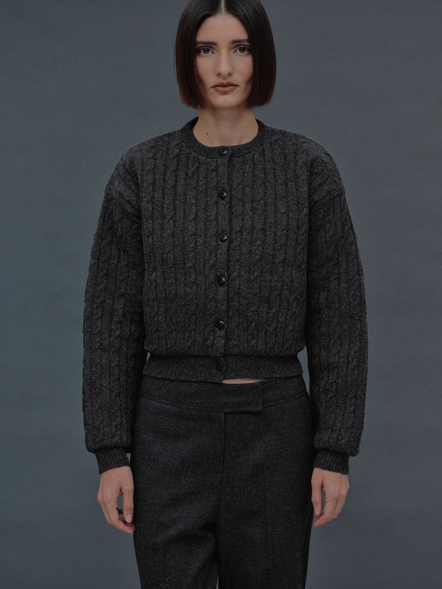 Unghia Insulated Cable Knit Puffer, Charcoal