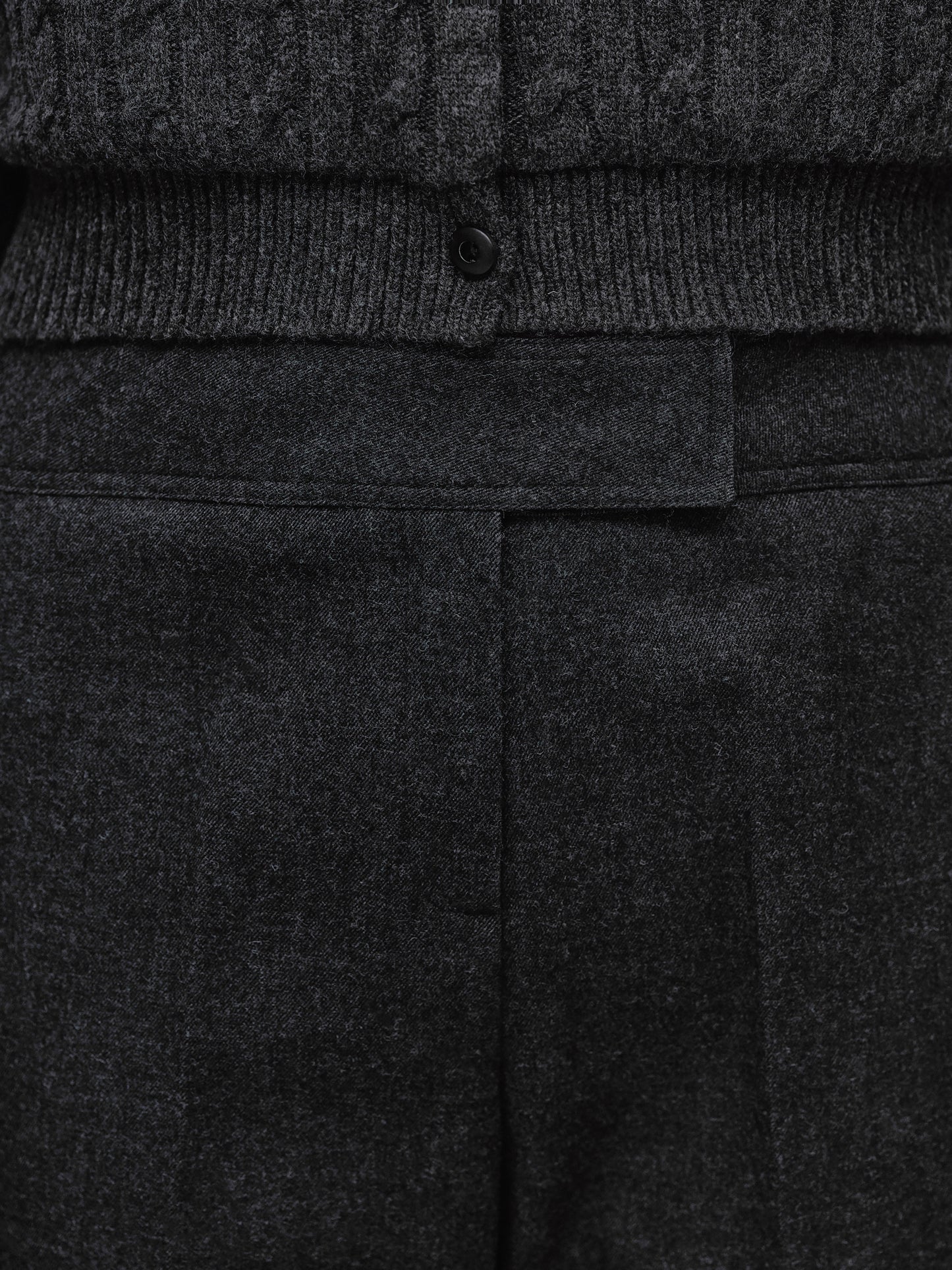 Tapered Long Trousers, Basalt Melange