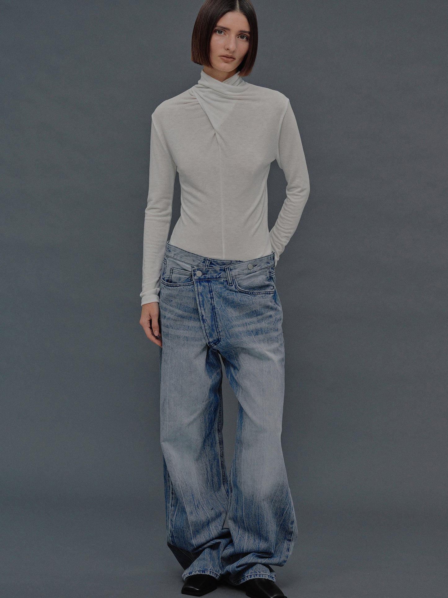 Deconstructed Crossover Jeans, Medium Blue