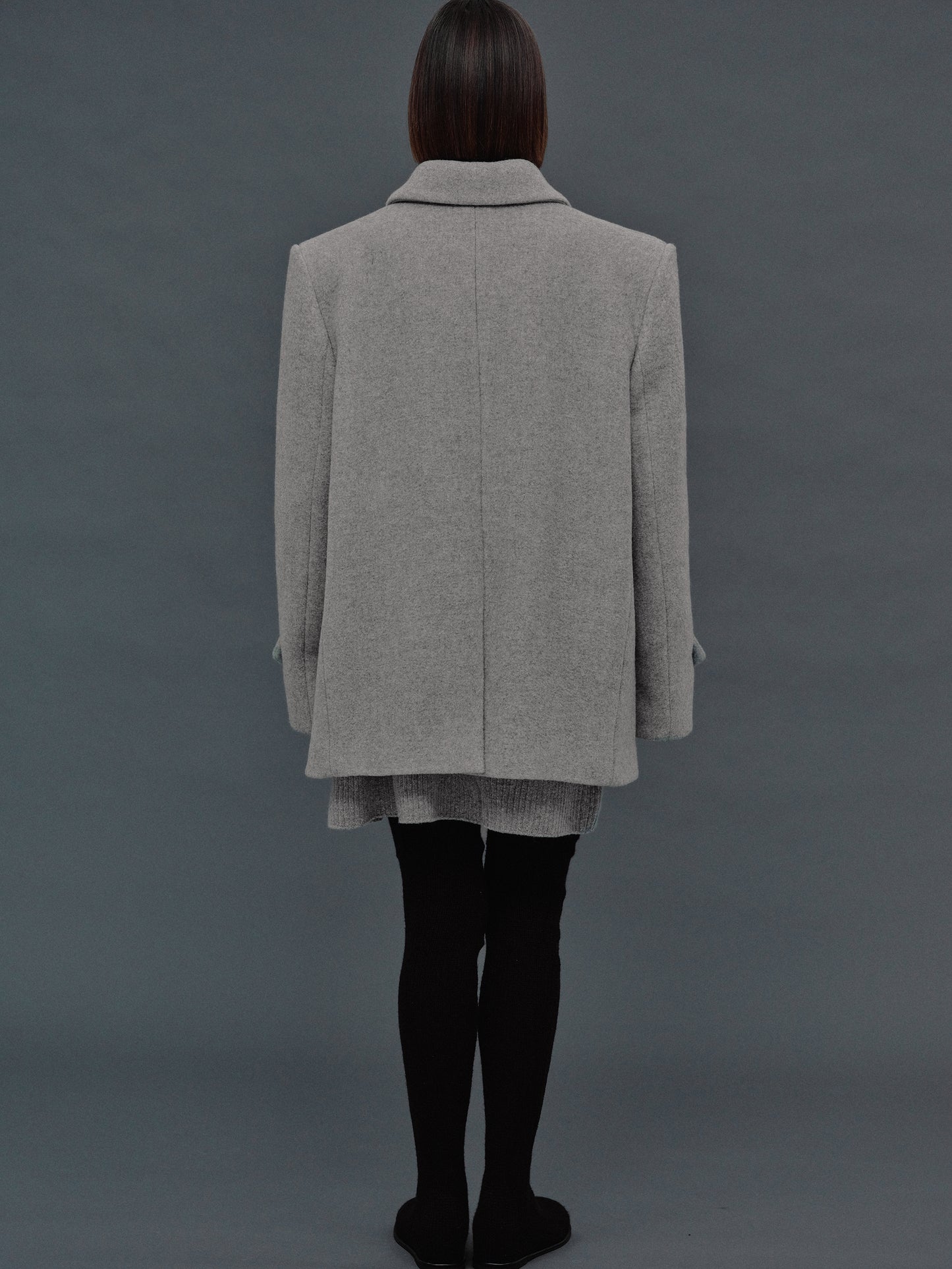 Gaia Oversized Melton Peacoat, Medium Grey