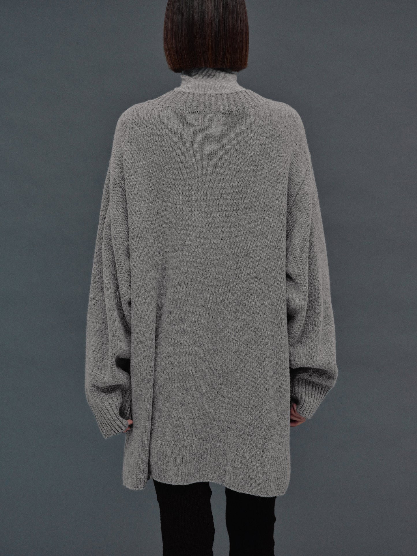 Agatha Lambswool Long Sweater, Grey