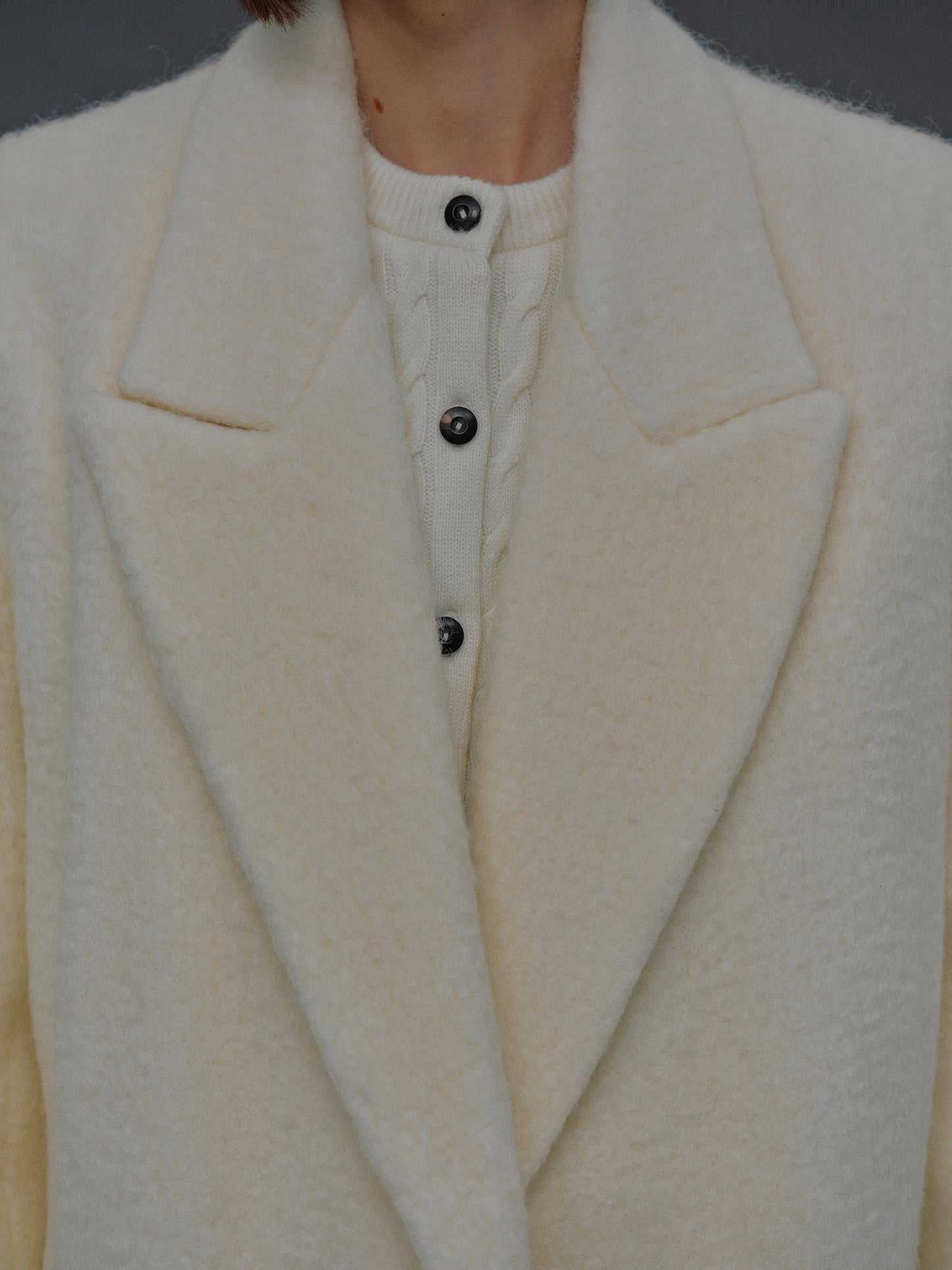 Pegaso Melange-Effect Brushed Coat, Brie Cheese