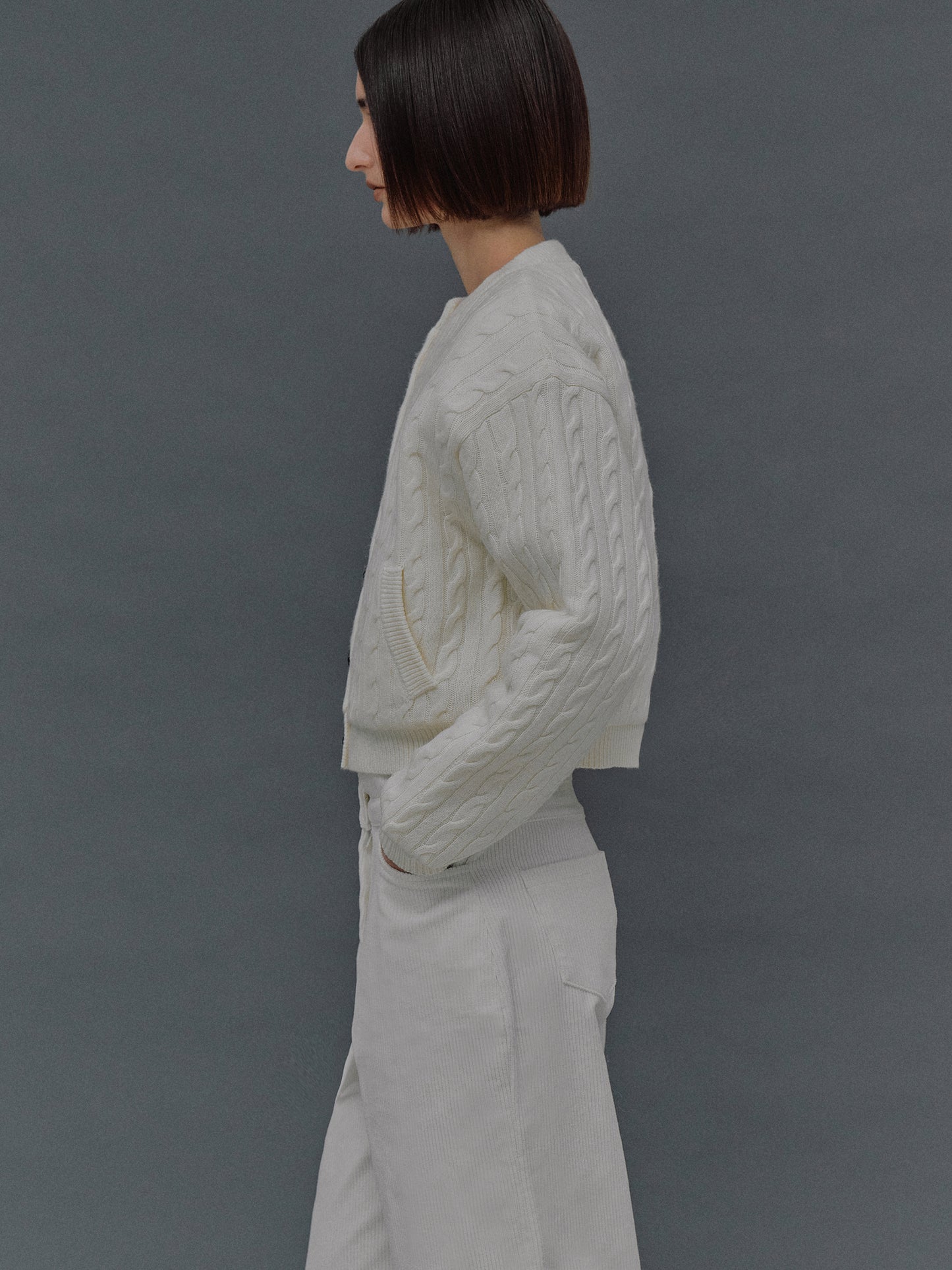 Unghia Insulated Cable Knit Puffer, Cream