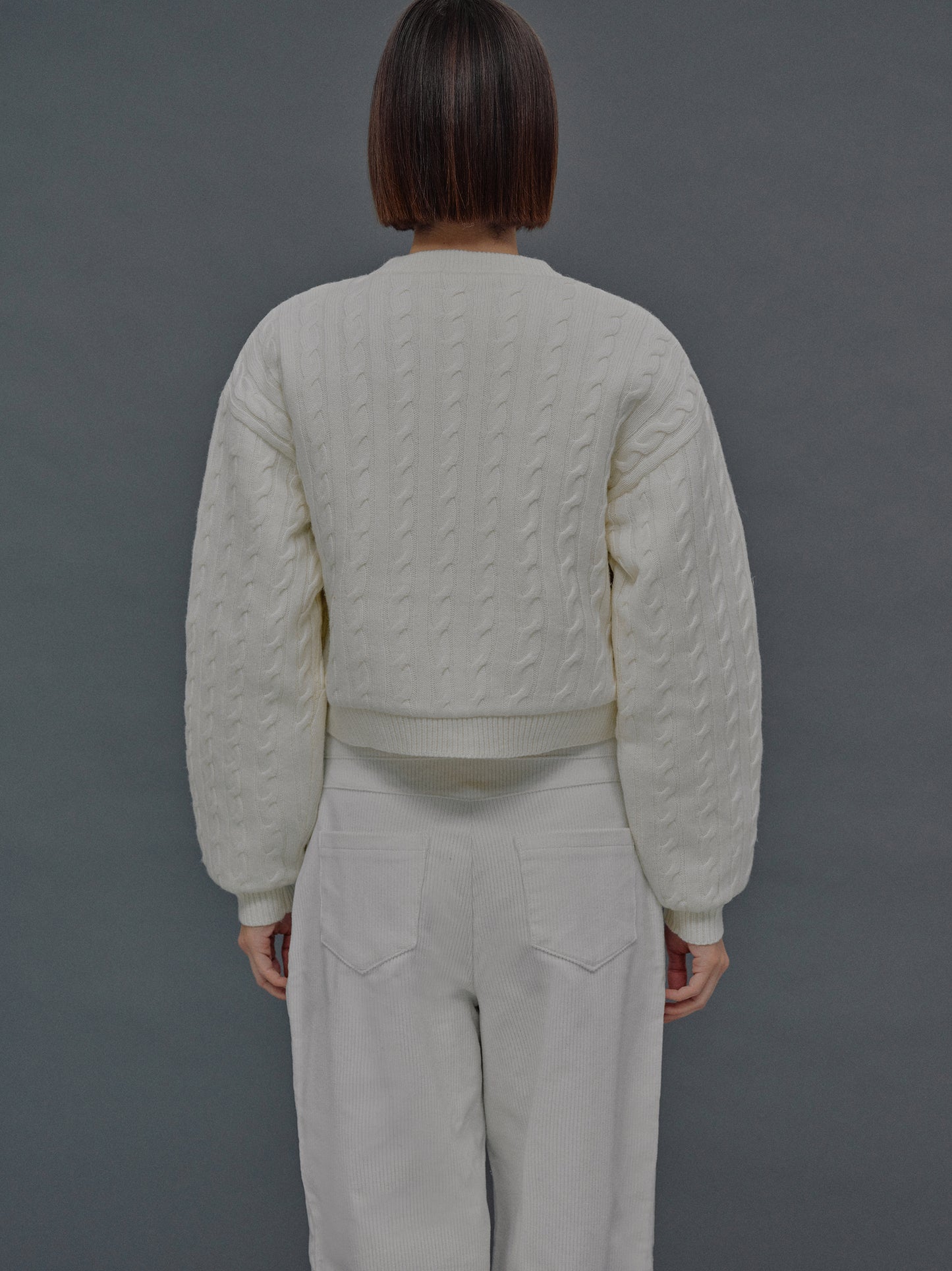 Unghia Insulated Cable Knit Puffer, Cream