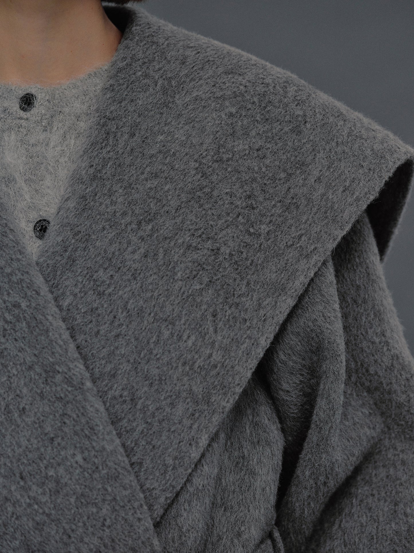 Double Face Wool Coat, Charcoal