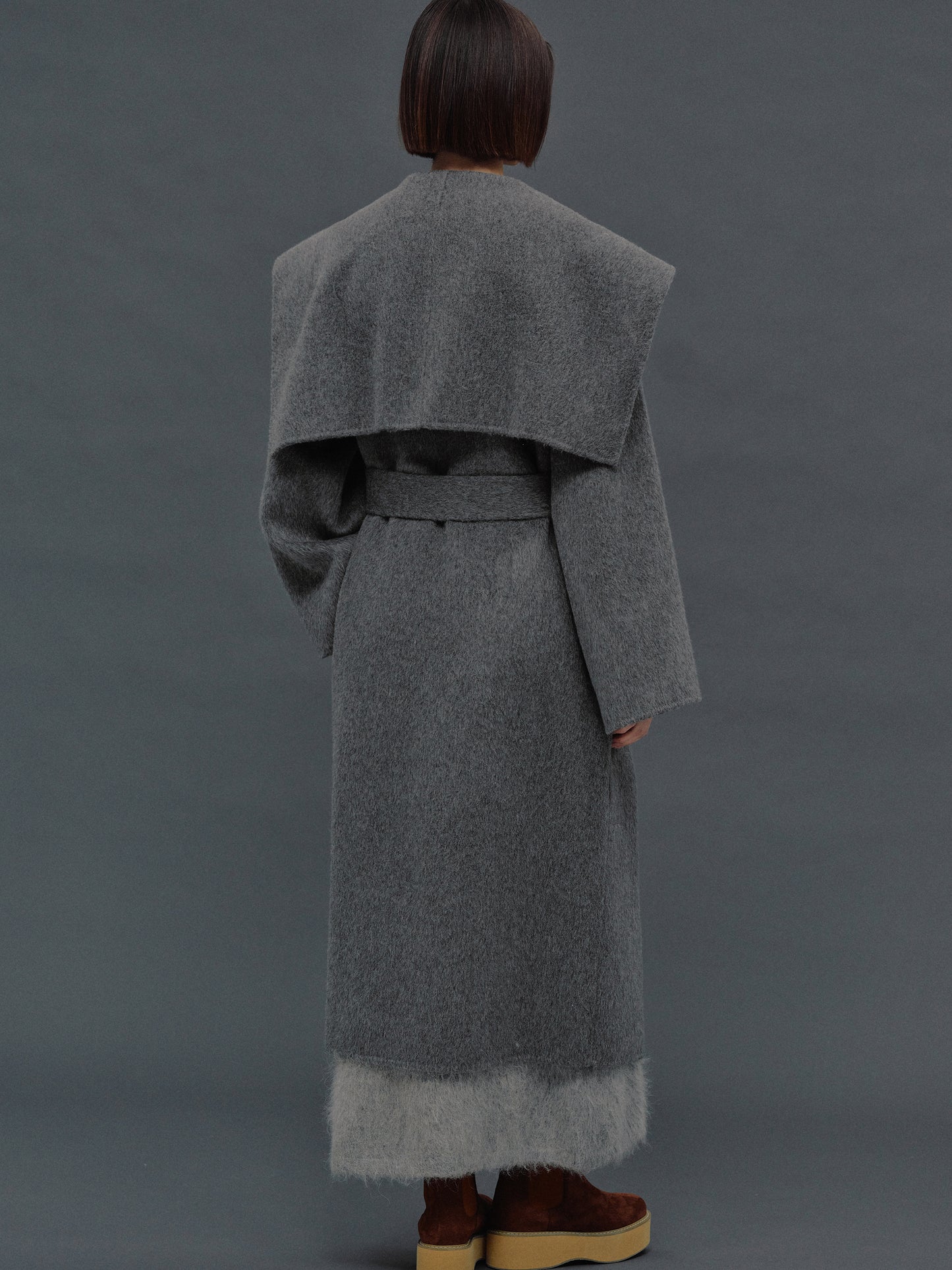 Double Face Wool Coat, Charcoal