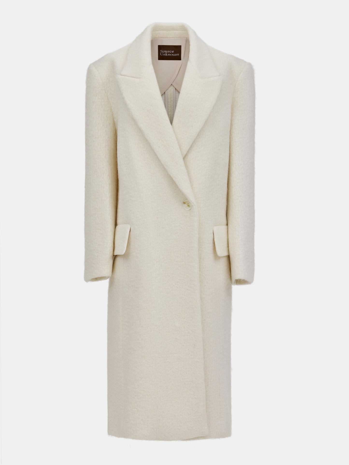 Pegaso Melange-Effect Brushed Coat, Brie Cheese
