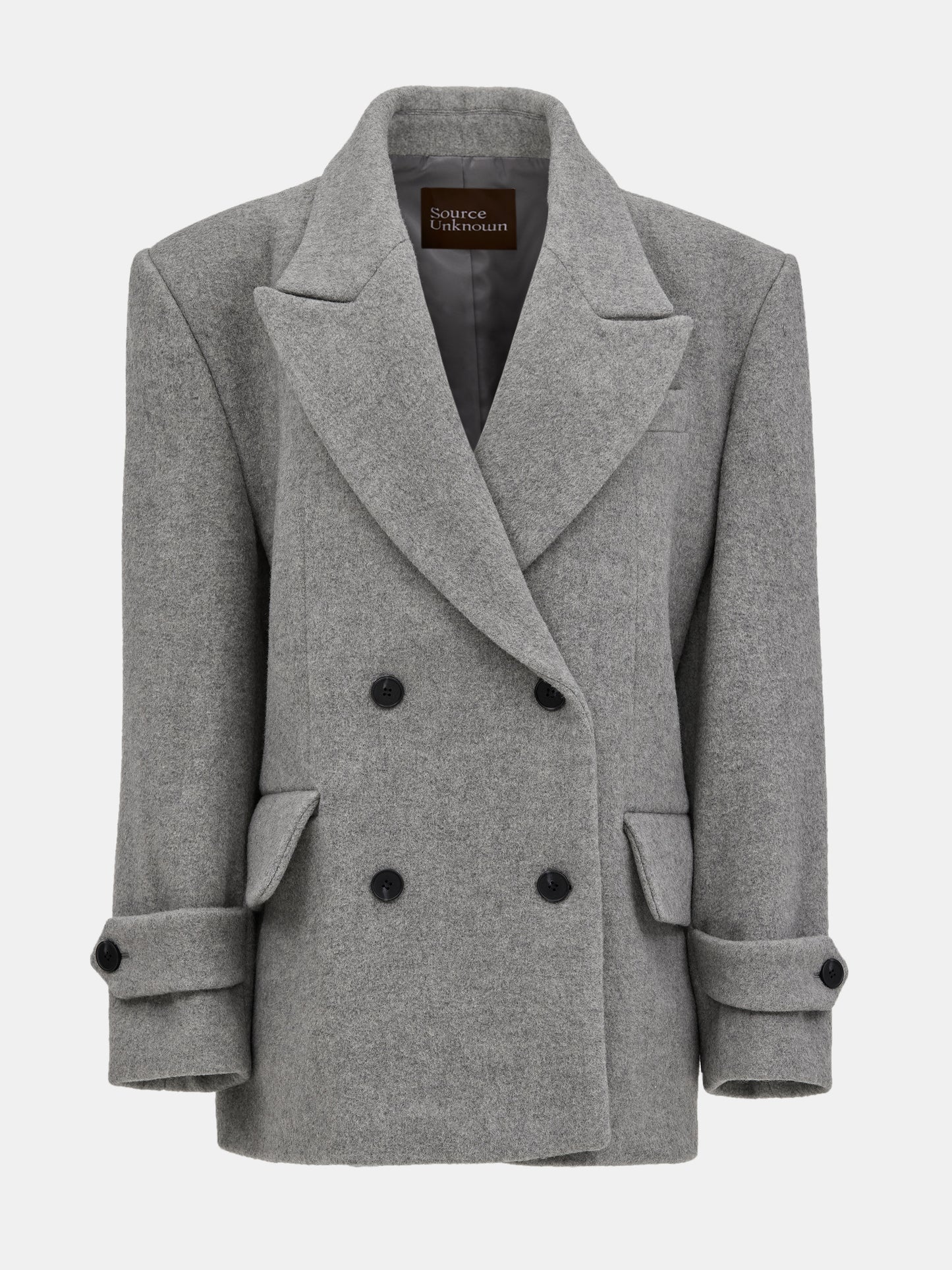 Gaia Oversized Melton Peacoat, Medium Grey