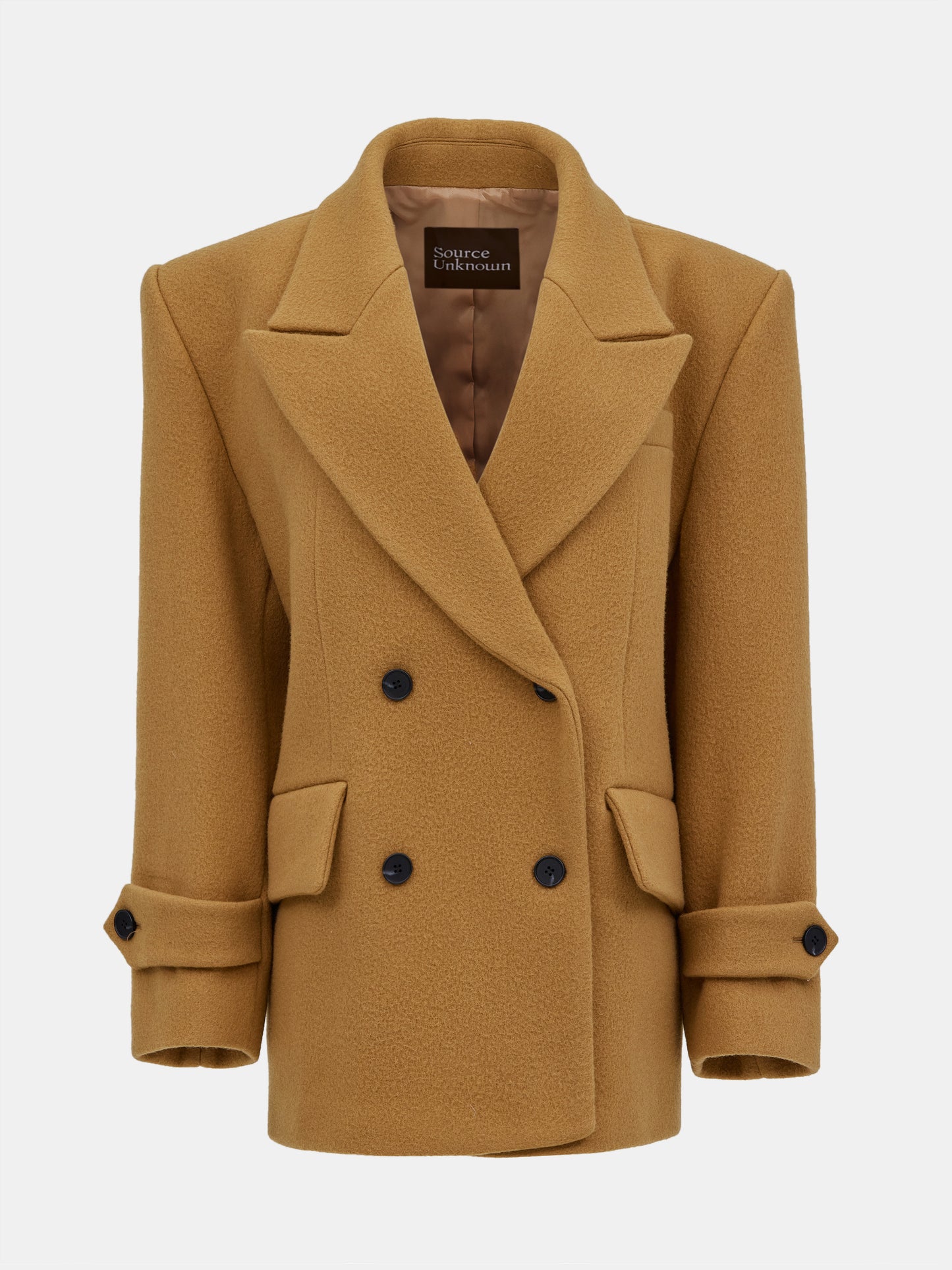 Gaia Oversized Melton Peacoat, Camel