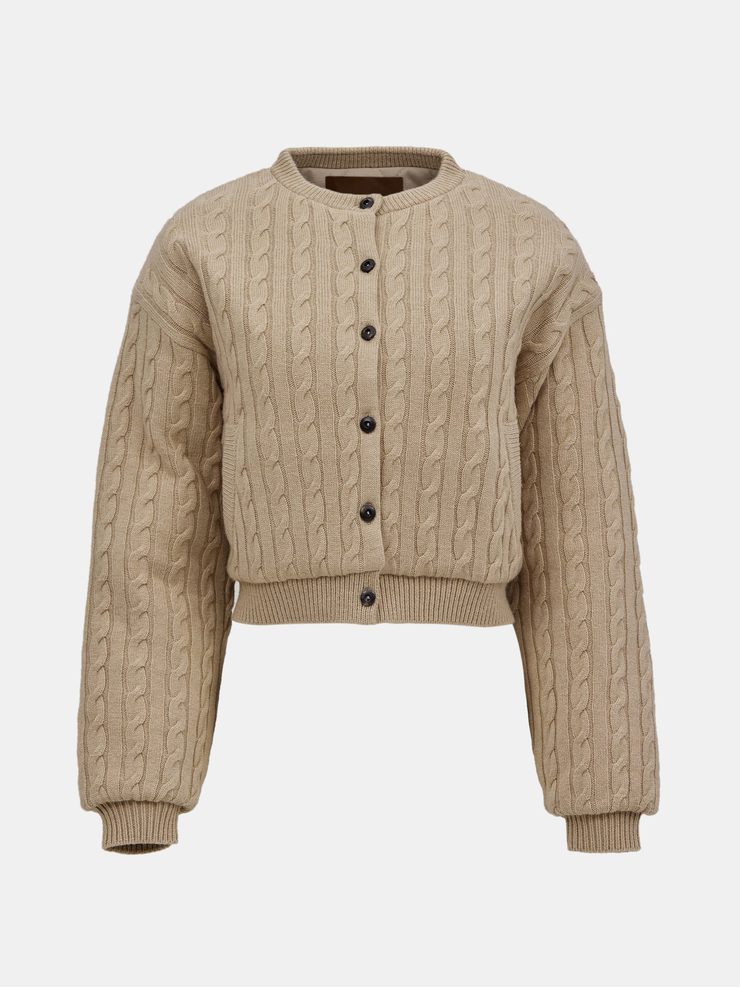 Unghia Insulated Cable Knit Puffer, Beige