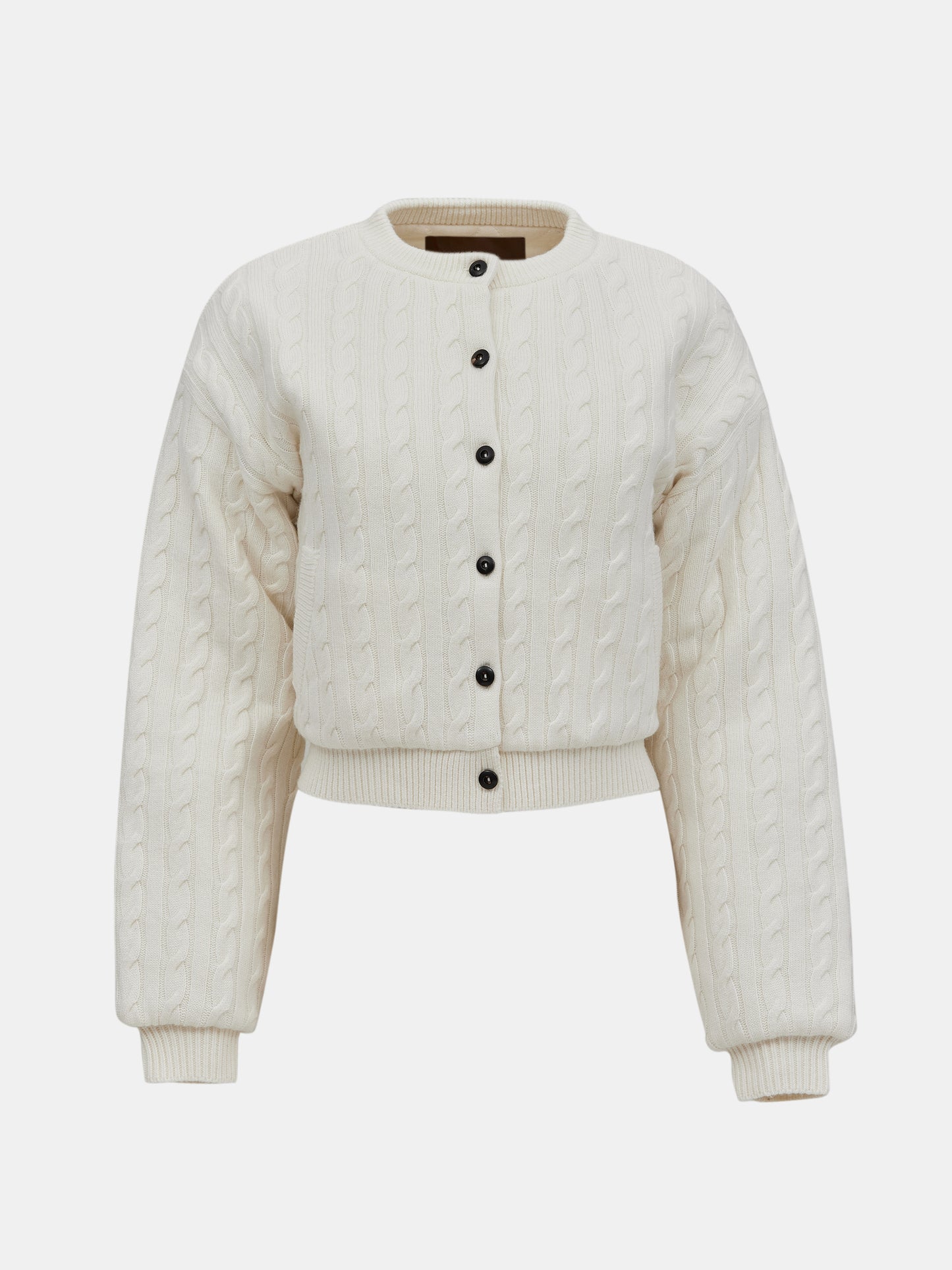 Unghia Insulated Cable Knit Puffer, Cream