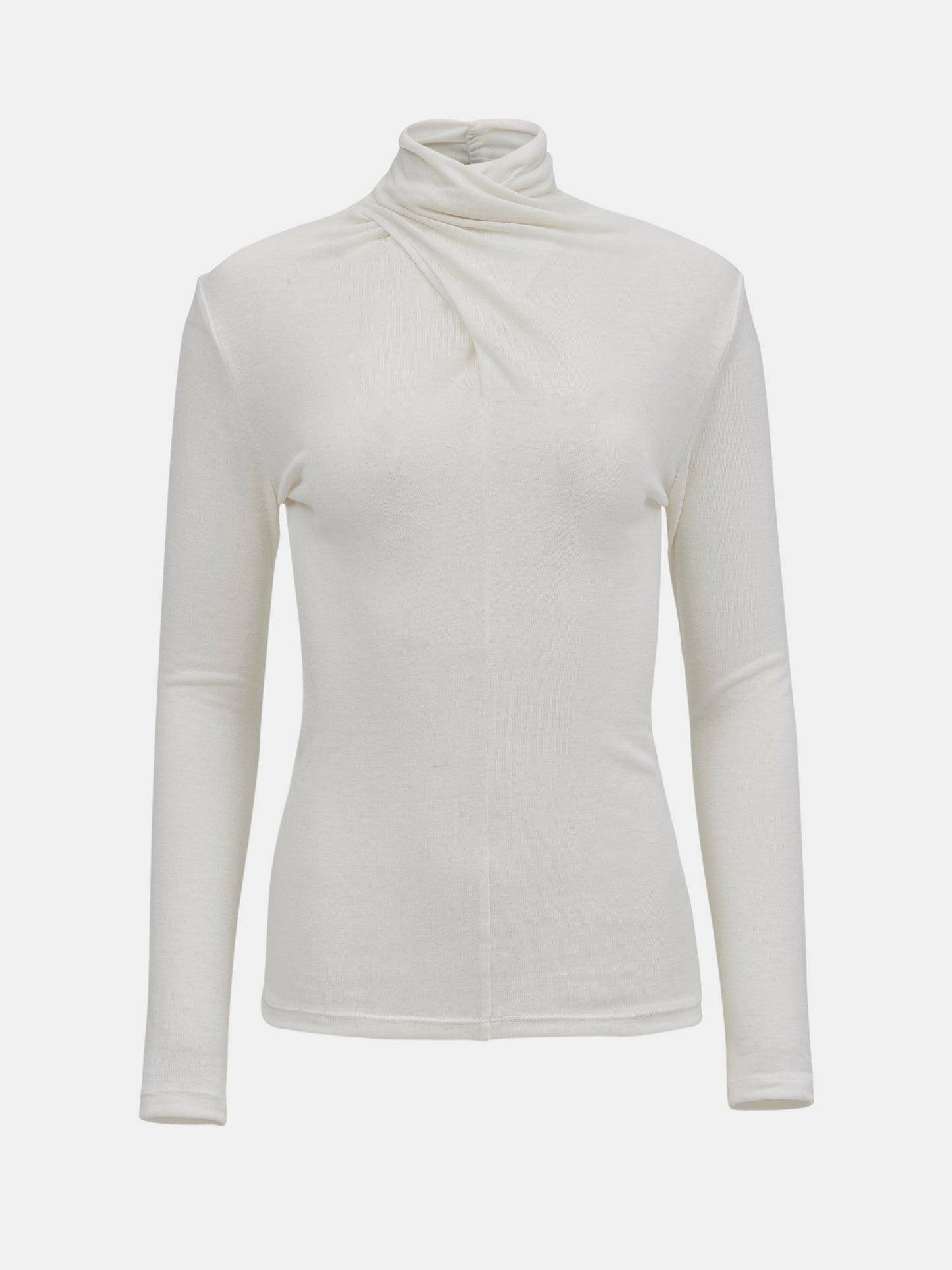Daye Cross Neck Wool T-Shirt, White