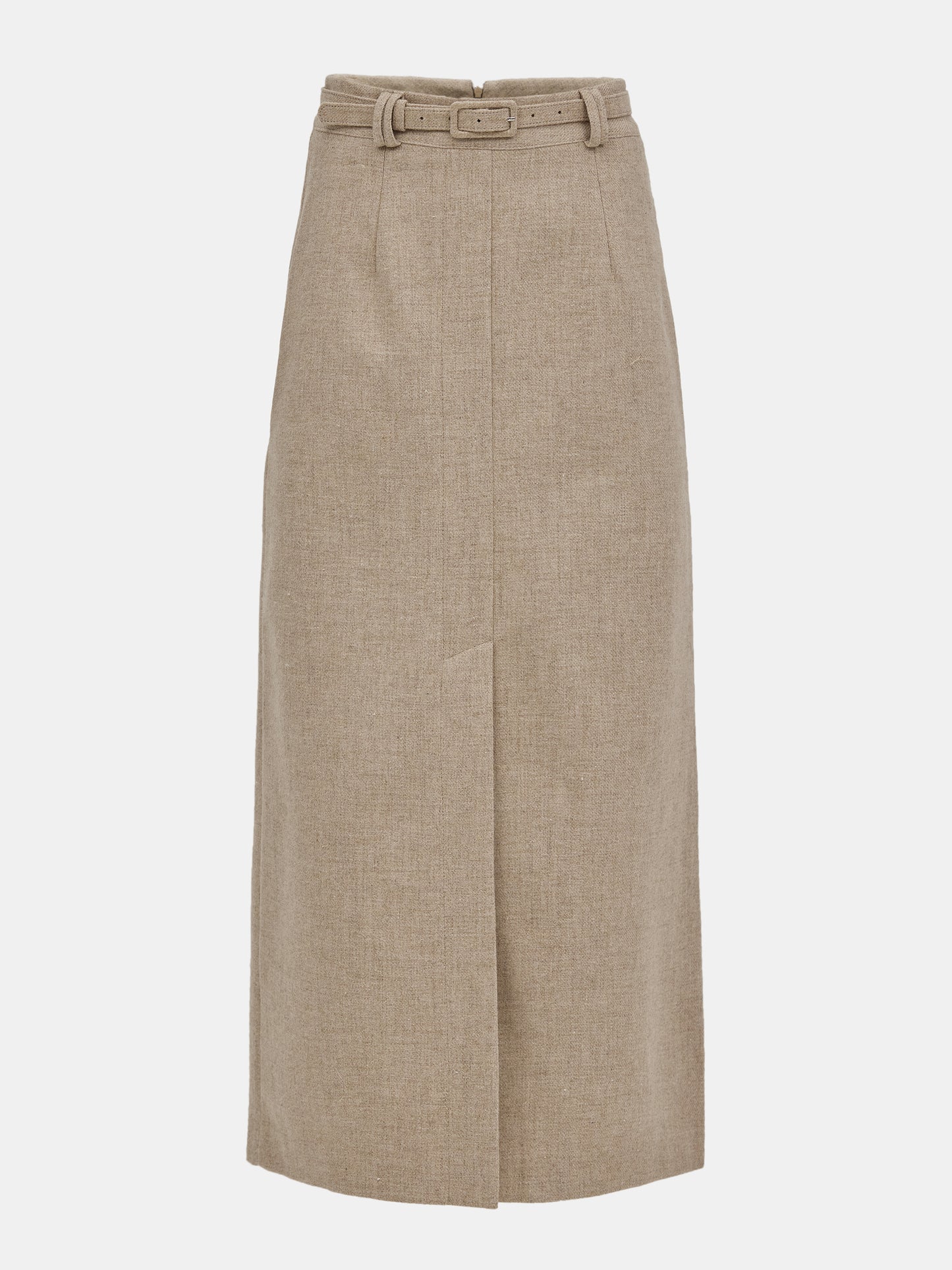 Belted Wool Midi Skirt, Plywood