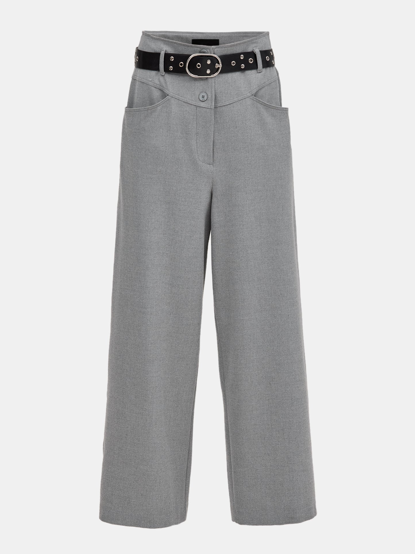Eyelet Belt Trousers, Ice Grey