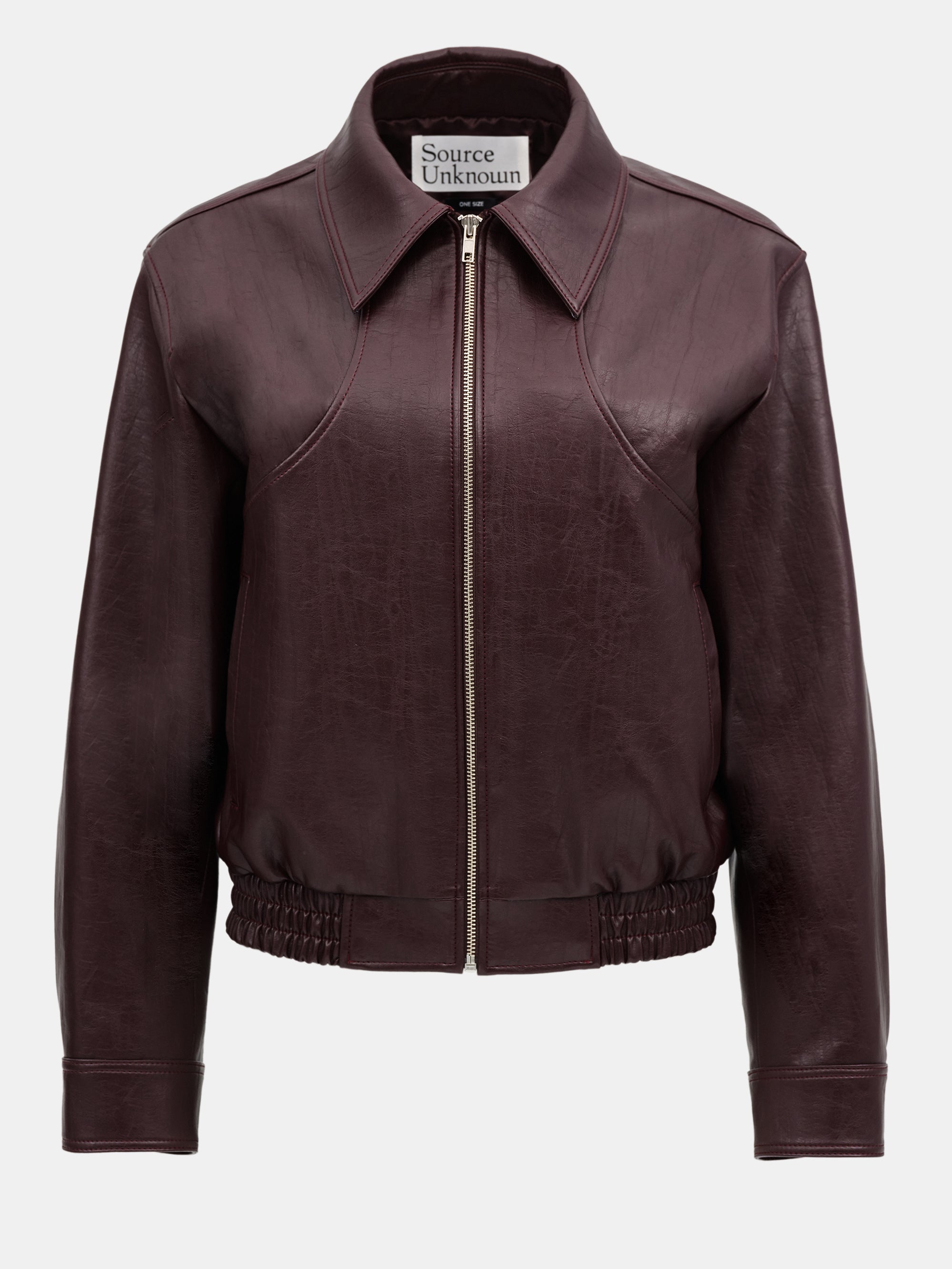 Ennio Faux-Leather Bomber Jacket, Mahogany
