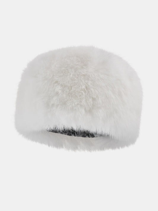 Faux Fur Bucket Hat, White