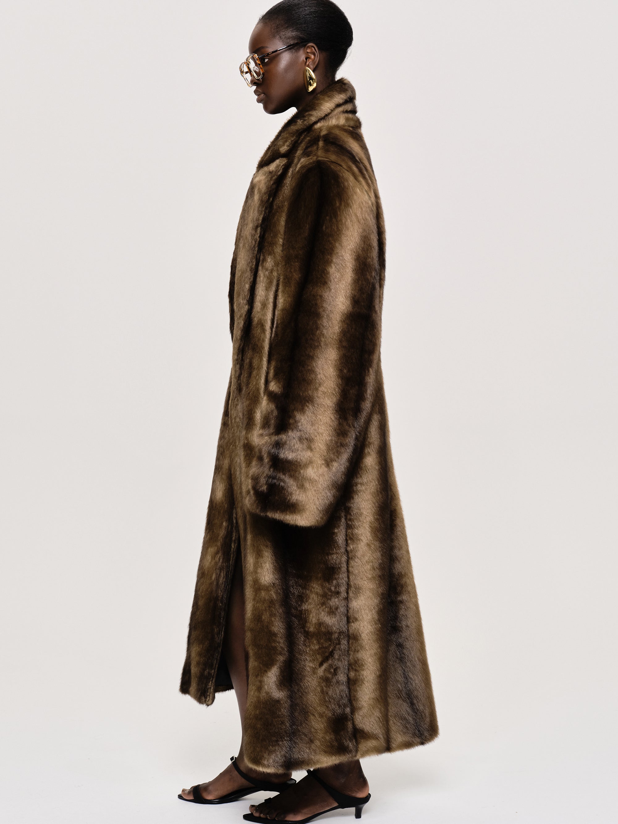 Wallis Oversized Grandpa Fur Coat, Espresso