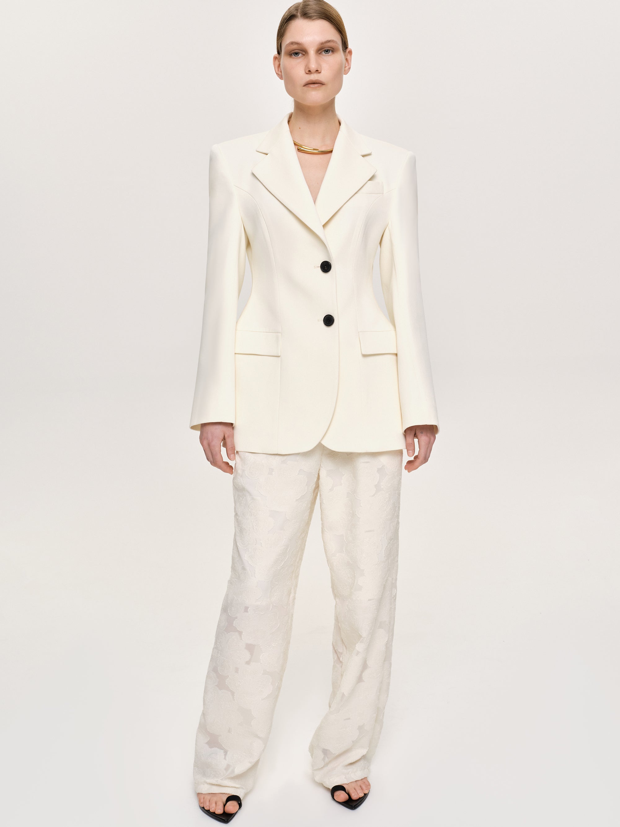 Poldo Hourglass Blazer, Cream