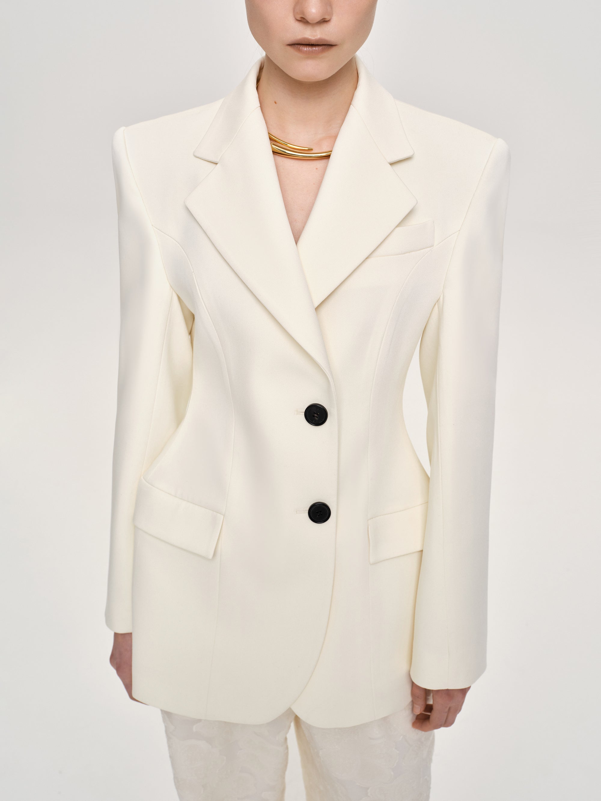 Poldo Hourglass Blazer, Cream