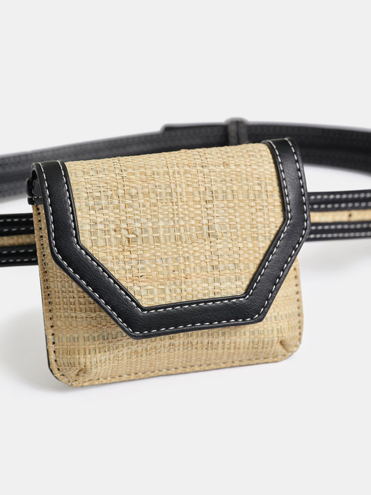 Small Raffia Belt Bag, Natural