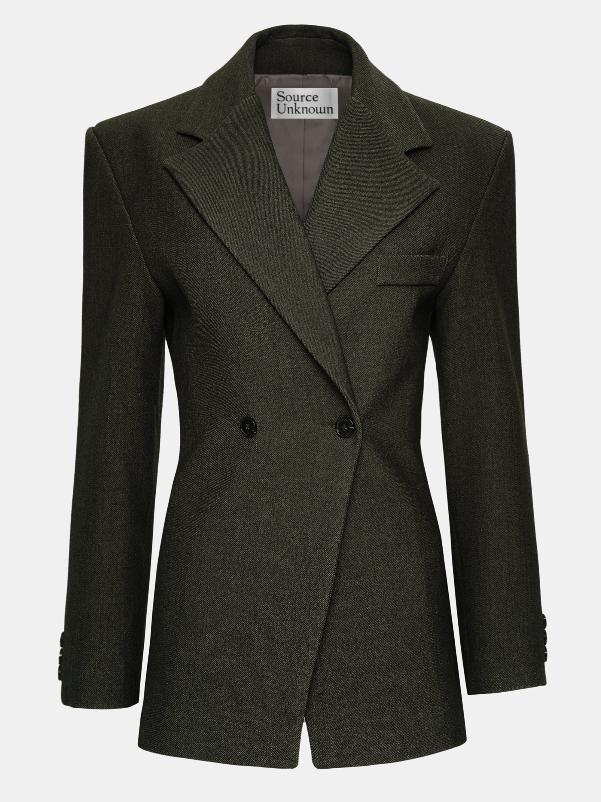 Nangy Double Breasted Cinched Blazer, Charcoal Grey