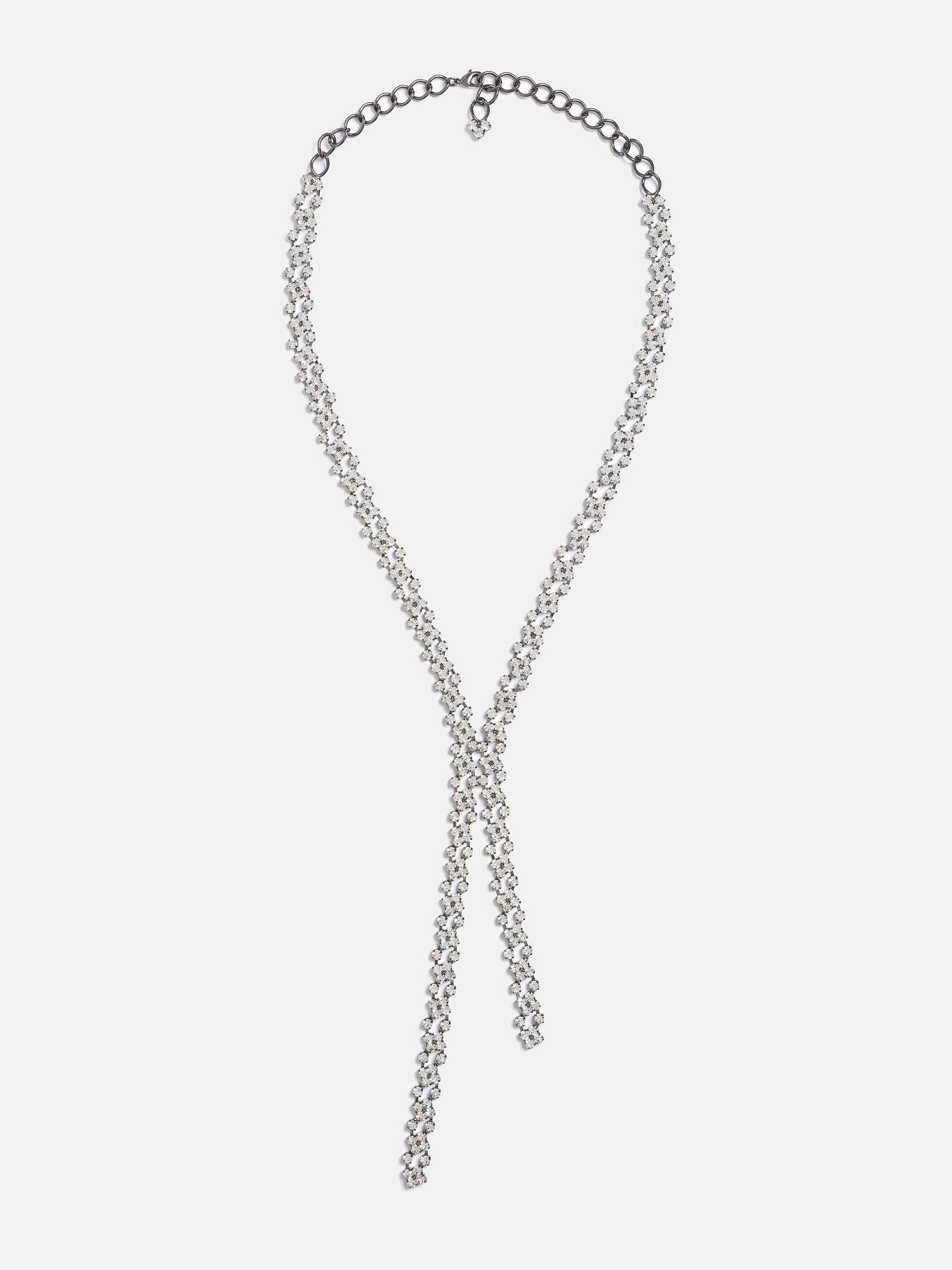 Rhinestone Drop Necklace, Silver