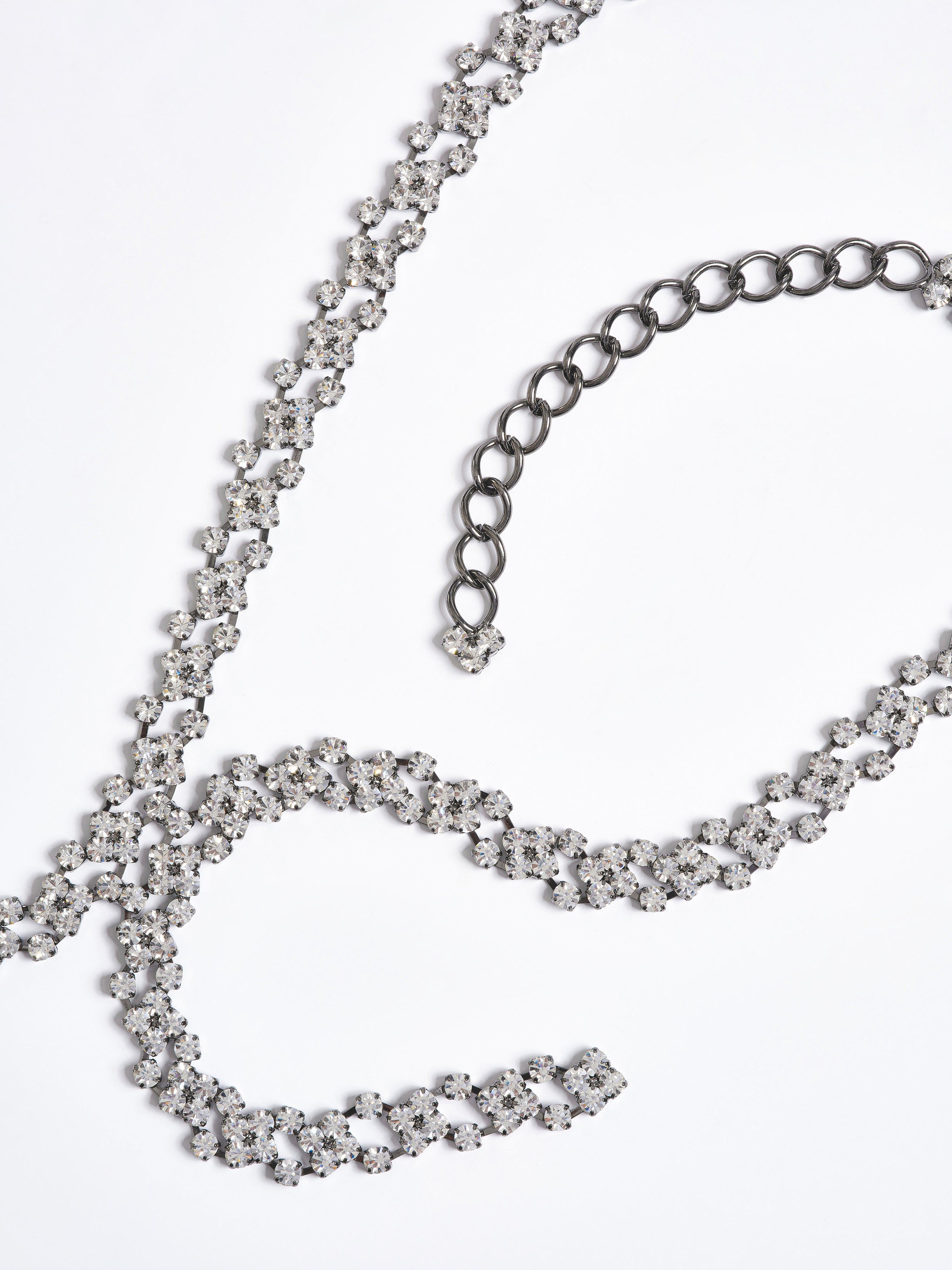 Rhinestone Drop Necklace, Silver