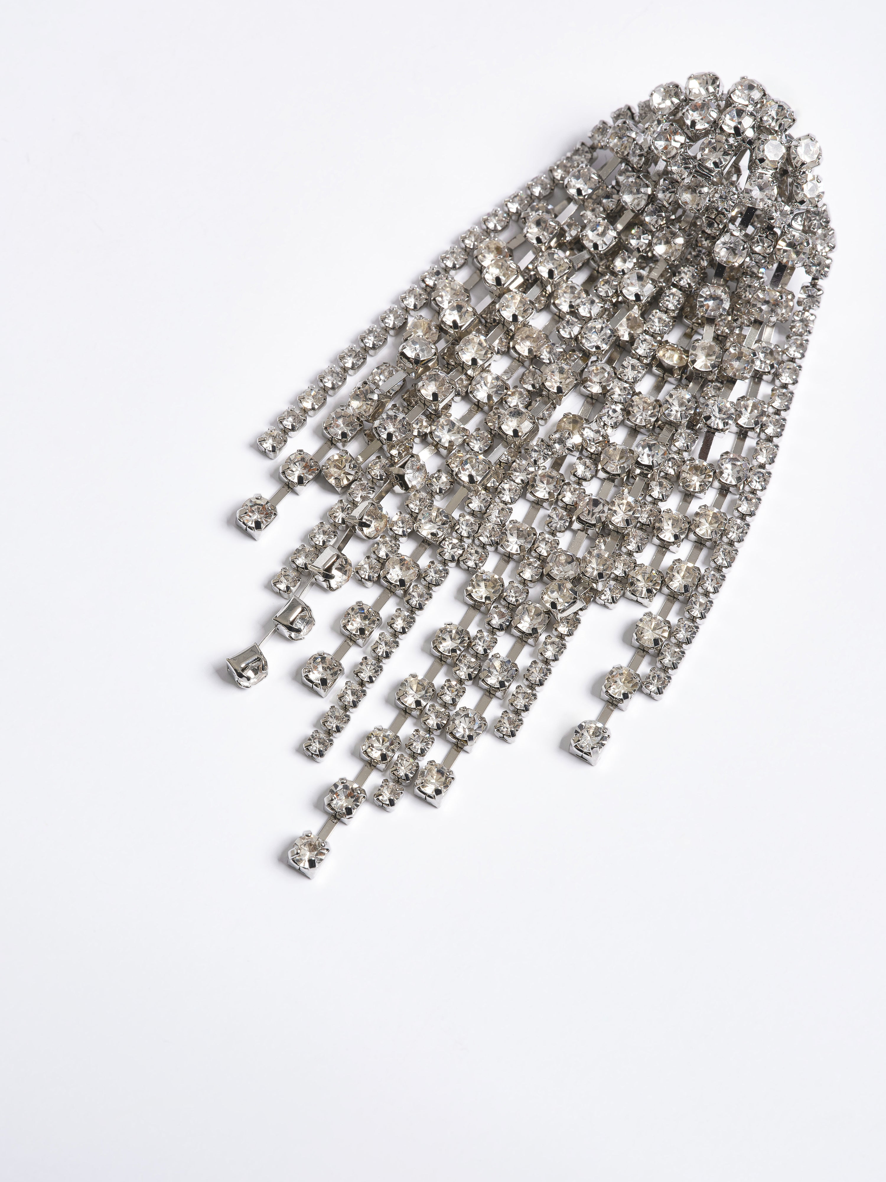 Long Rhinestone Earrings, Silver