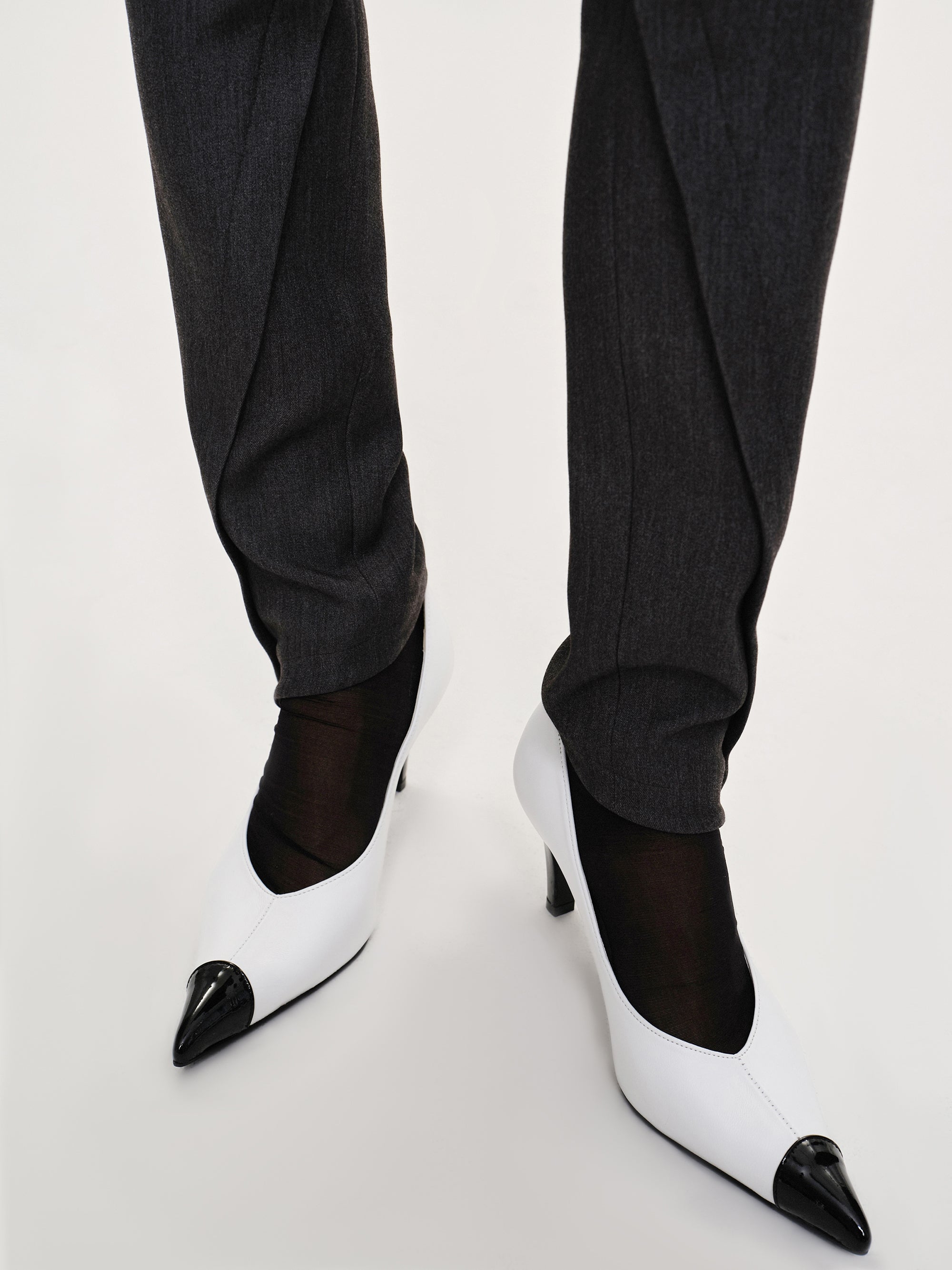 Tyia Bias-Cut Slim Trousers, Dark Charcoal