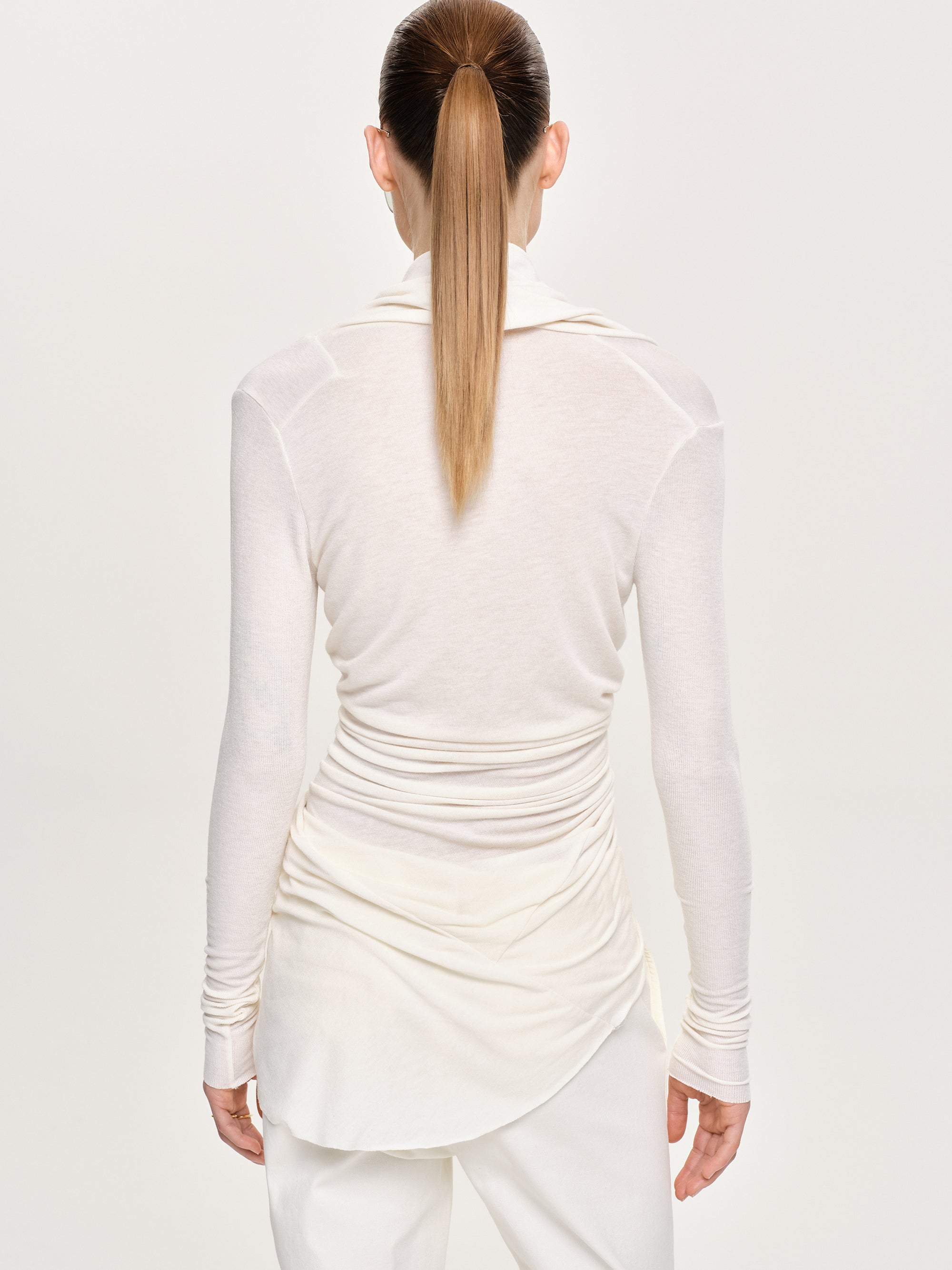 Folgore Asymmetric Drape Top, Ivory